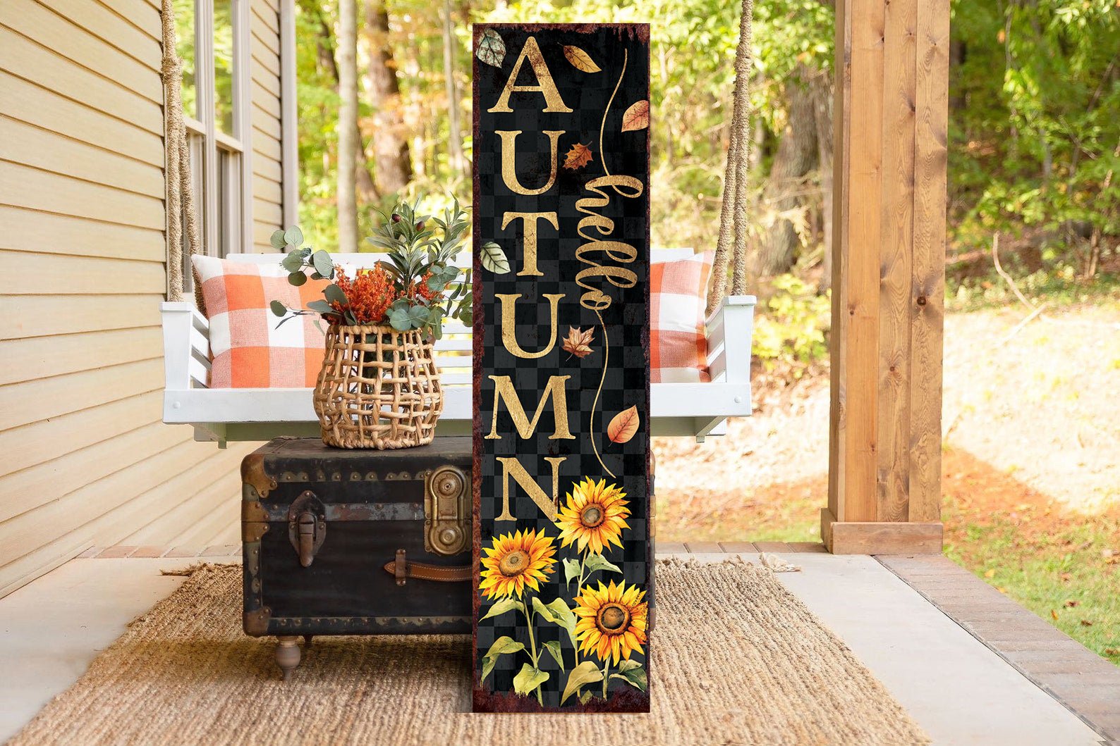 36in Hello Autumn Porch Sign - Front Porch Fall Welcome Sign - Tuesday Morning - Wall Signs