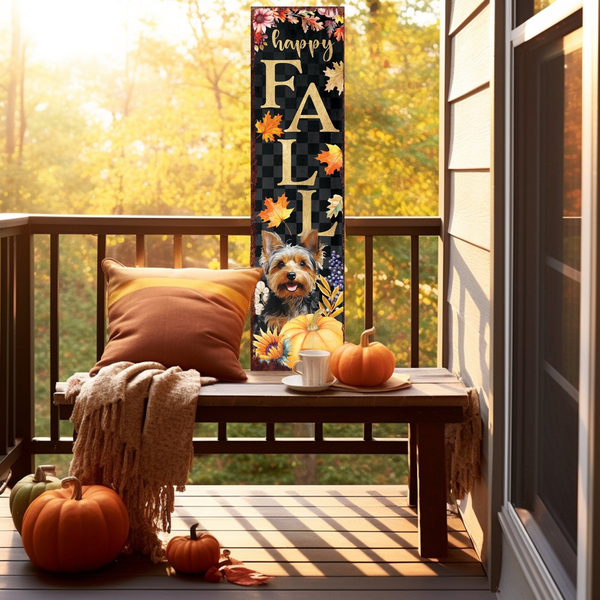 36in Hello Fall Custom Pet Porch Sign - Front Porch Fall Welcome Sign - Tuesday Morning - Wall Signs