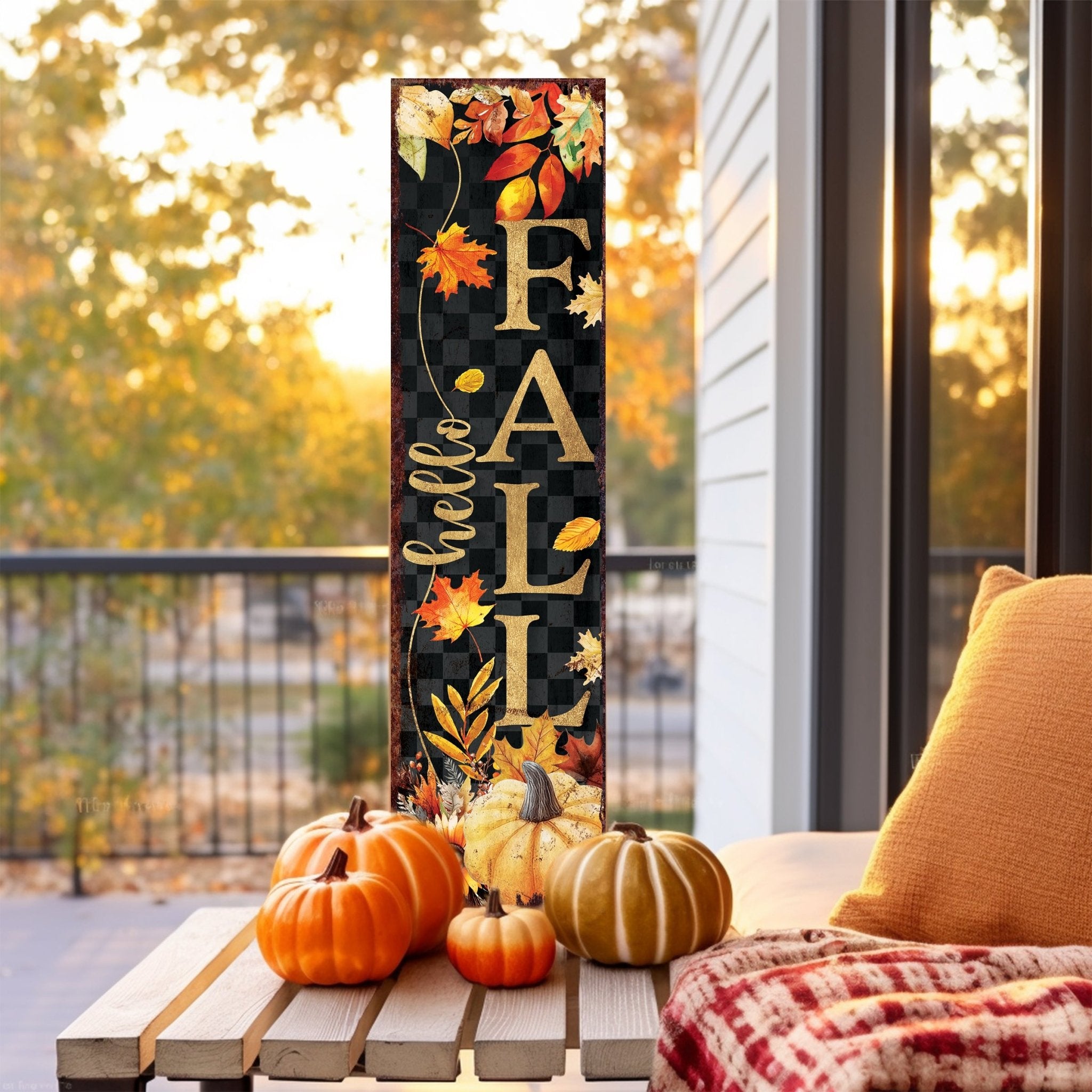 36in Hello Fall Porch Sign - Front Porch Fall Welcome Sign - Tuesday Morning - Wall Signs