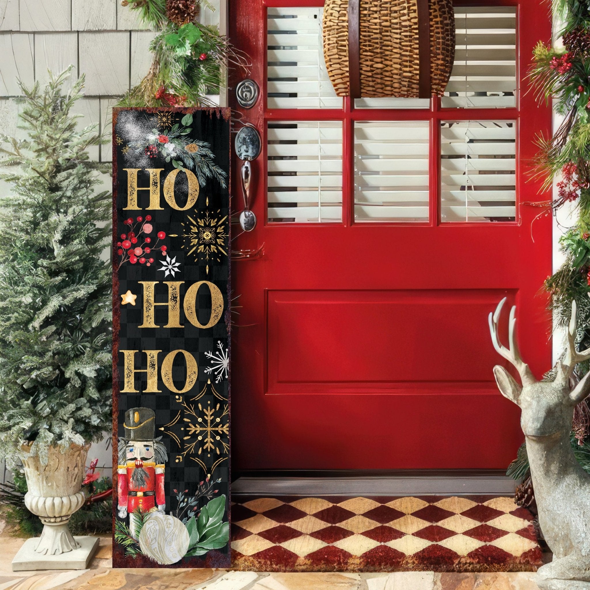 36in Ho Ho Ho Christmas Porch Sign - Front Porch Christmas Welcome Sign - Tuesday Morning - Wall Signs