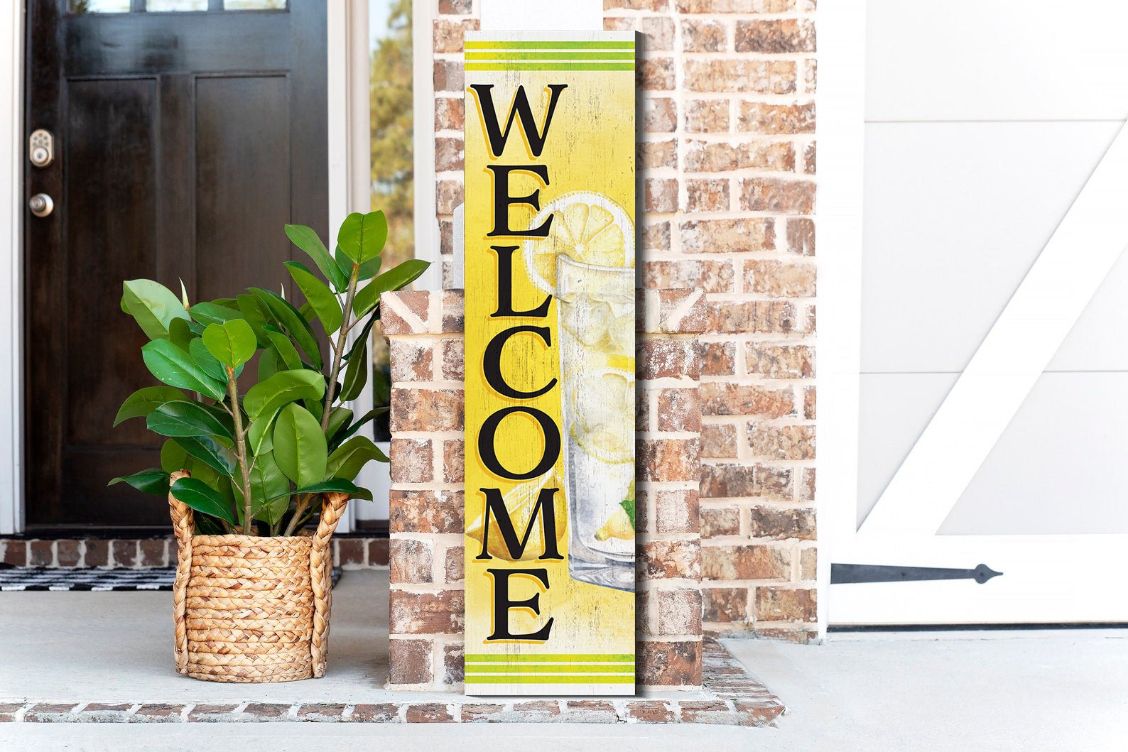 36in Lemonade Welcome Wooden Porch Sign, Refreshing Summer Front Door Decor, Rustic Farmhouse Entryway Wall Display, Outdoor Home Accent - Tuesday Morning - Wall Signs