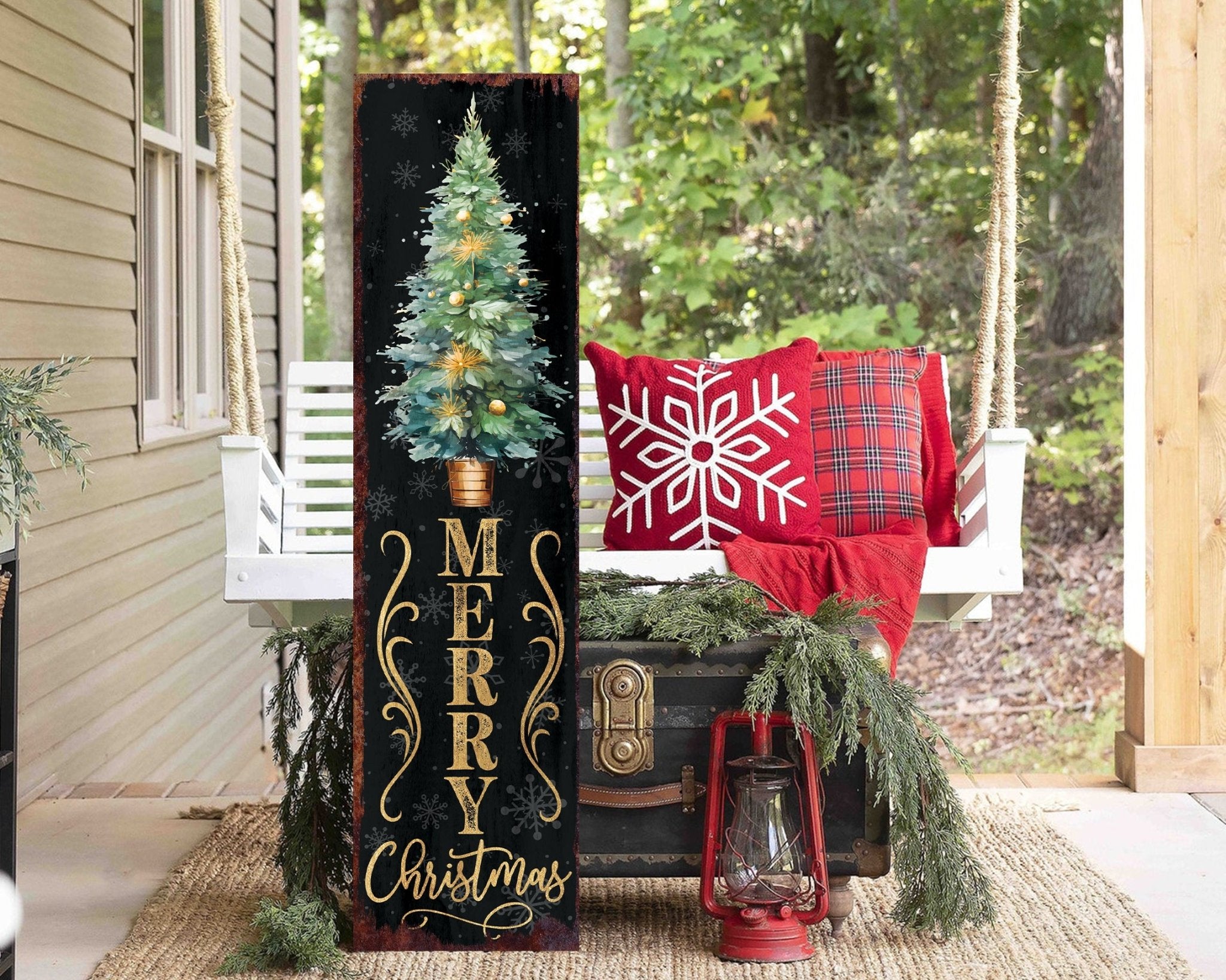 36in Merry Christmas Sign for Front Porch - Vintage Christmas Decoration - Tuesday Morning - Wall Signs