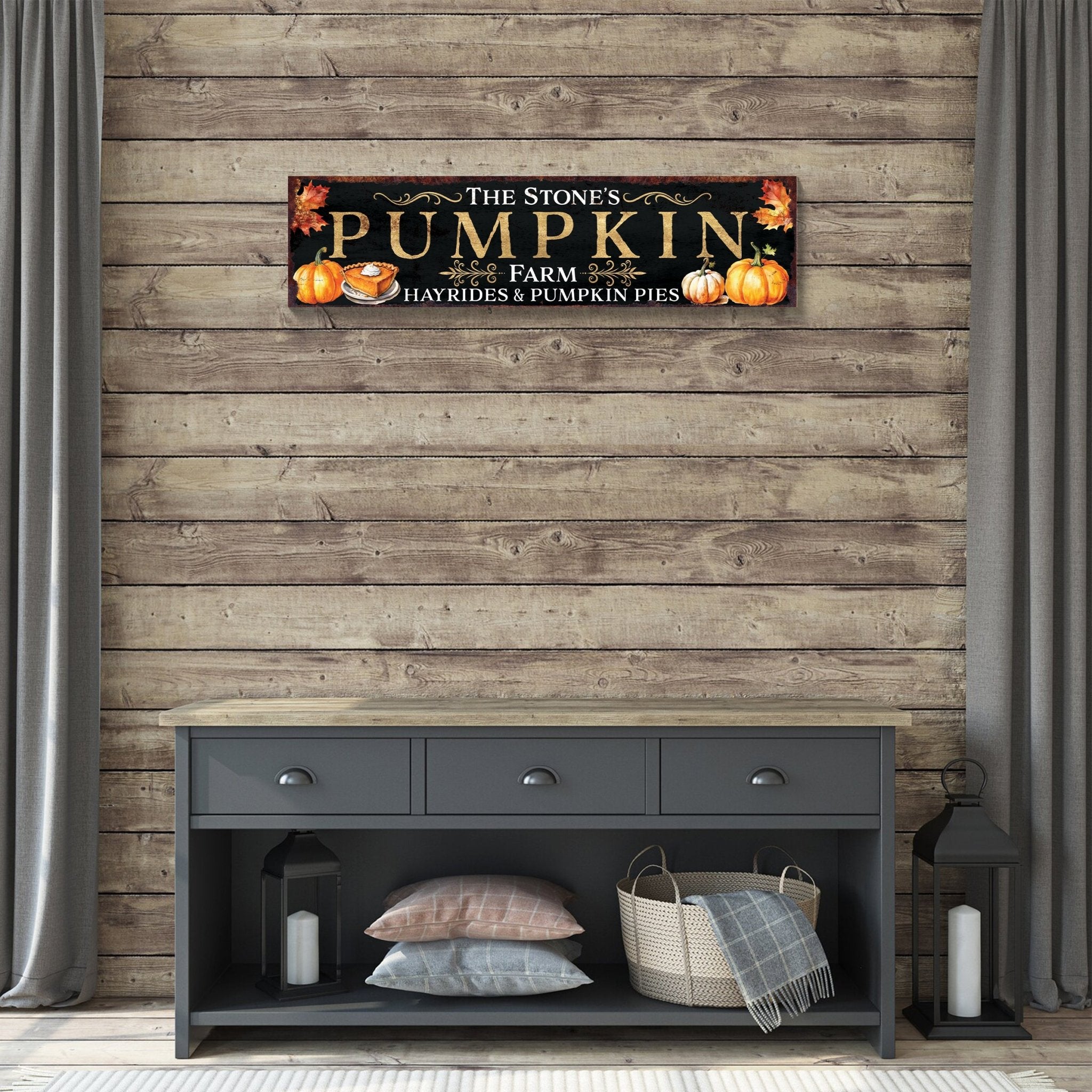 36in Personalized Pumpkin Farm Sign - Custom Family Name Pumpkin Farm Autumn & Fall Decor, Harvest Thanksgiving Sign - Tuesday Morning - Wall Signs