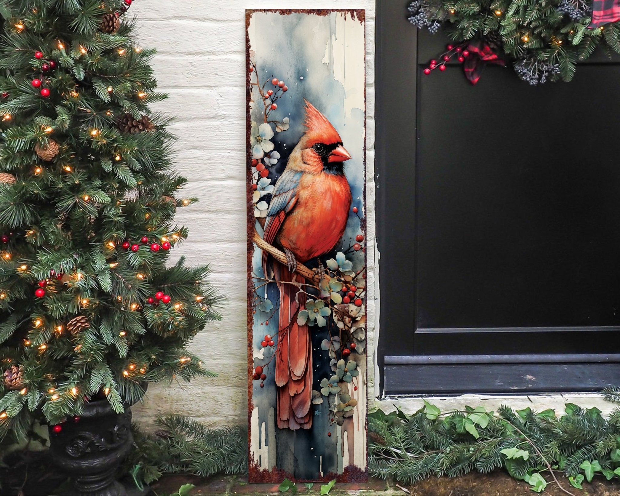 36in Red Cardinal Christmas Porch Sign - Tuesday Morning - Wall Signs