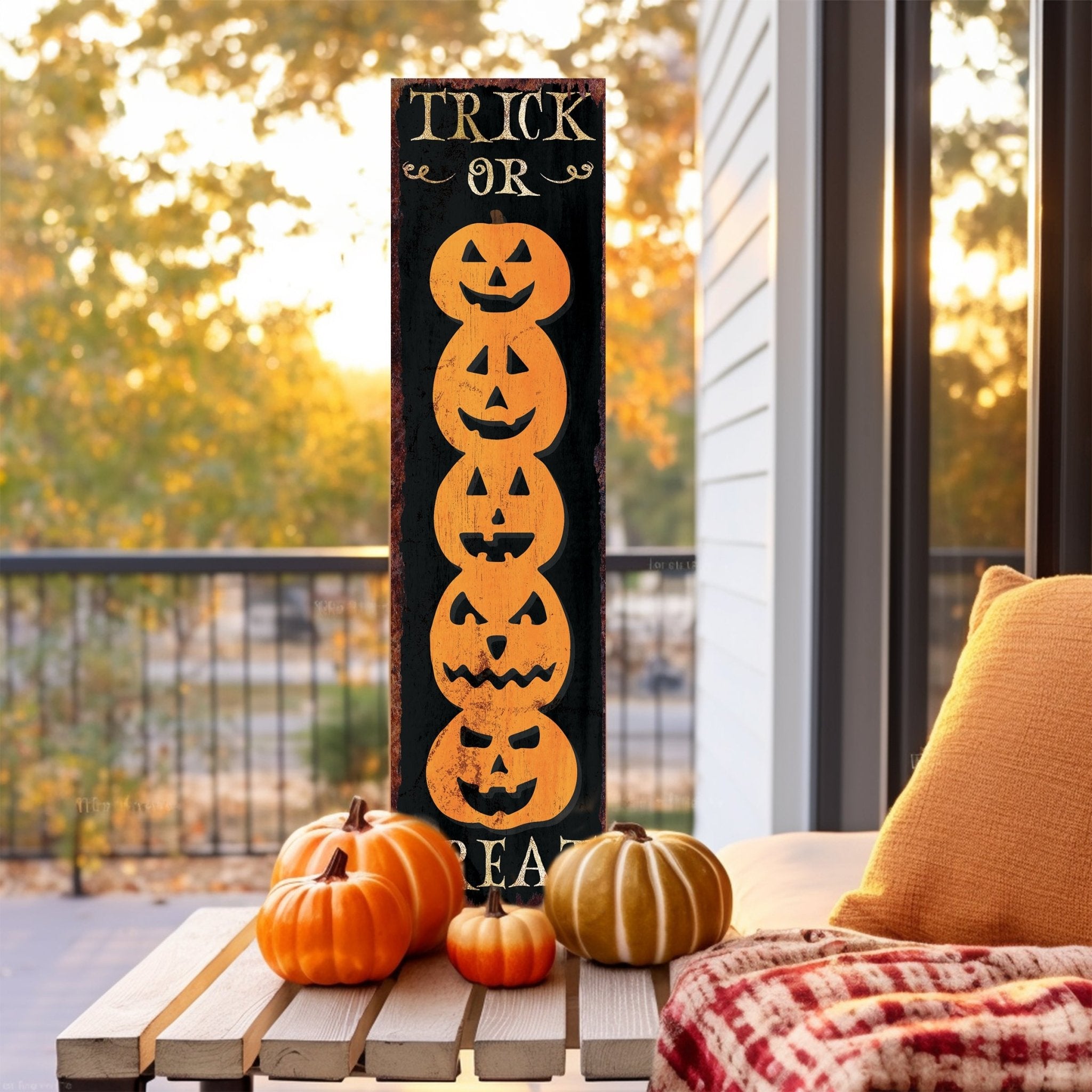 36in Trick or Treat Halloween Porch Sign - Front Porch Halloween Welcome Sign - Tuesday Morning - Wall Signs