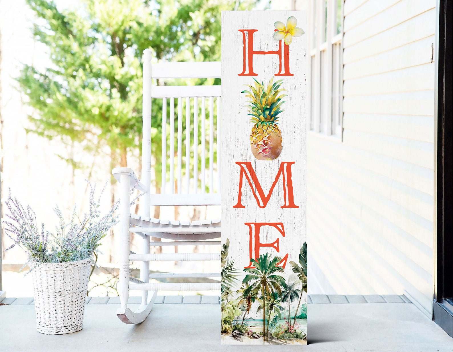 36in Tropical Summer Home Porch Sign for Front Door, Wooden 36 - inch Entryway Decor, Vibrant Island - Themed Accent - Tuesday Morning - Wall Signs