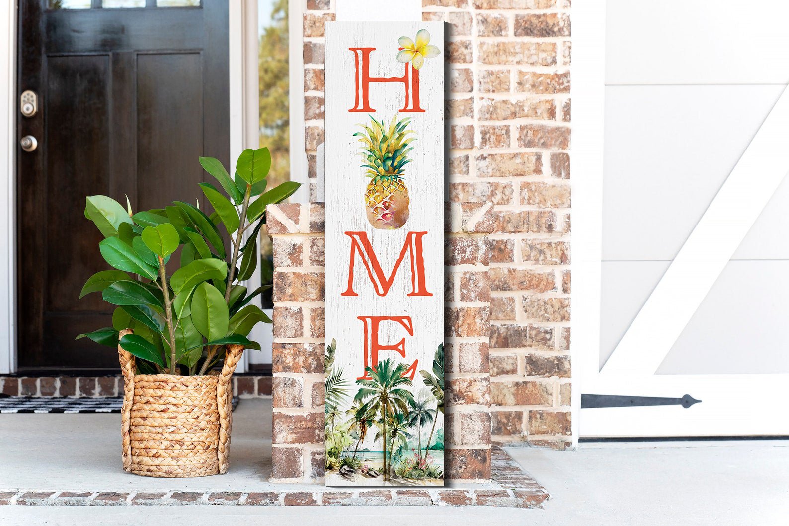 36in Tropical Summer Home Porch Sign for Front Door, Wooden 36 - inch Entryway Decor, Vibrant Island - Themed Accent - Tuesday Morning - Wall Signs