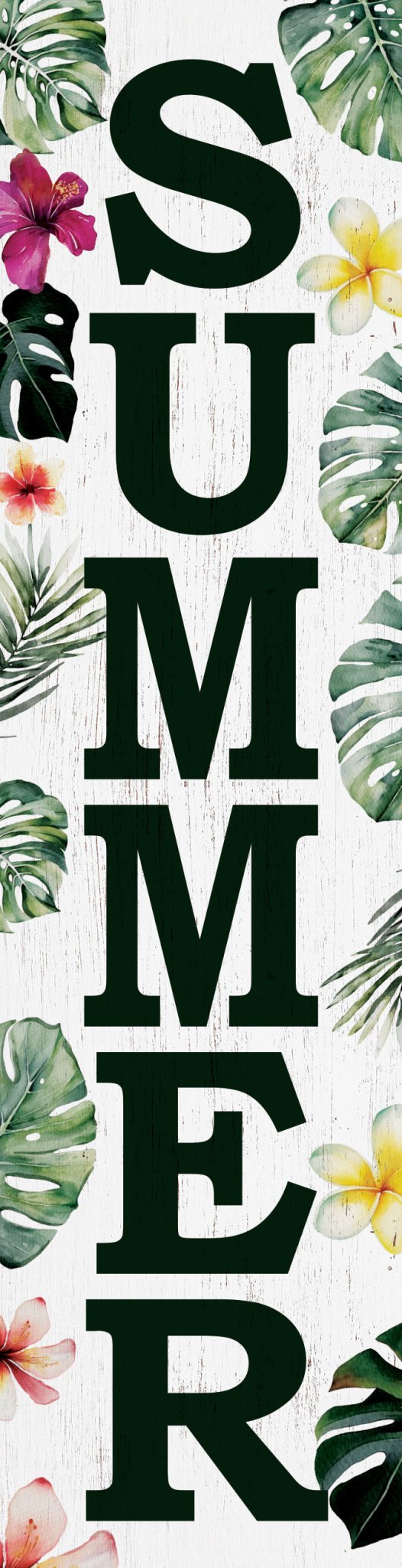 36in Tropical Summer Porch Sign with Palm Leaf Pattern for Front Door, Wooden 36 - inch Beach - Themed Entryway Decor - Tuesday Morning - Wall Signs