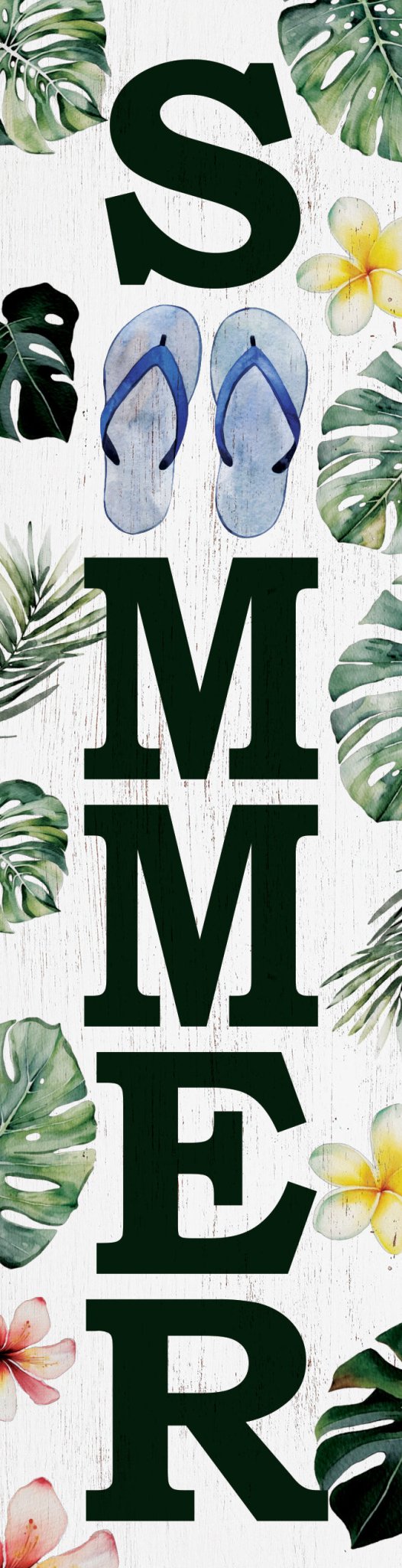 36in Tropical Summer Porch Sign with Palm Leaf & Slippers Pattern for Front Door, Wooden 36 - inch Beach - Themed Entryway Decor - Tuesday Morning - Wall Signs