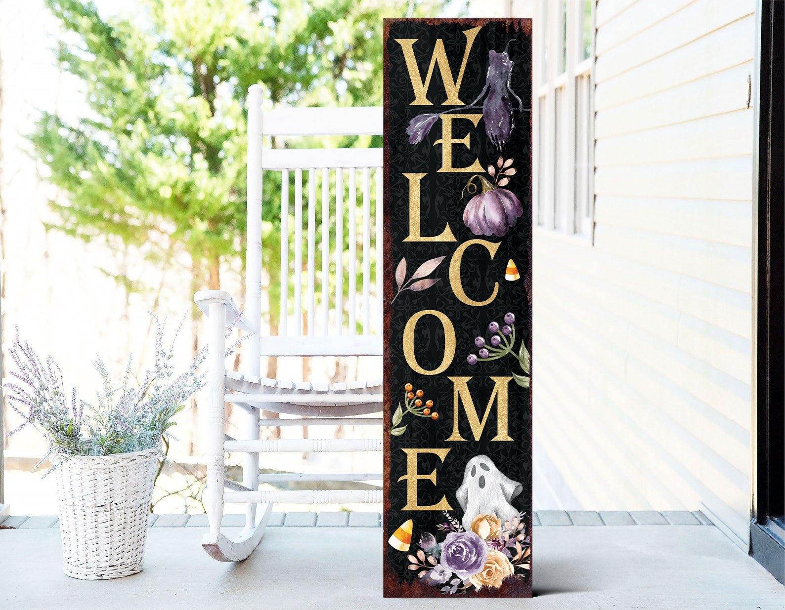 36in Welcome Halloween Porch Sign - Front Porch Halloween Welcome Sign - Tuesday Morning - Wall Signs