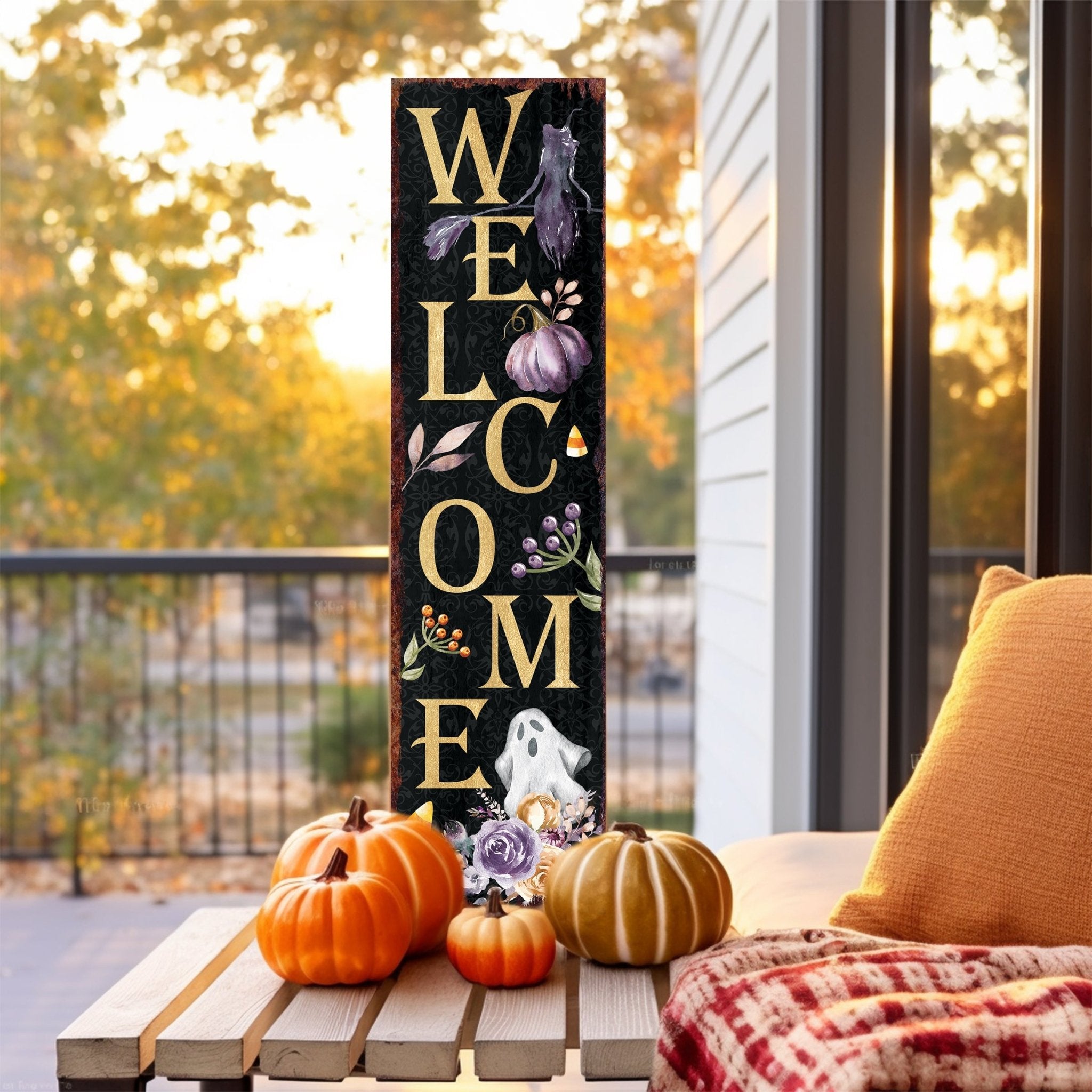 36in Welcome Halloween Porch Sign - Front Porch Halloween Welcome Sign - Tuesday Morning - Wall Signs