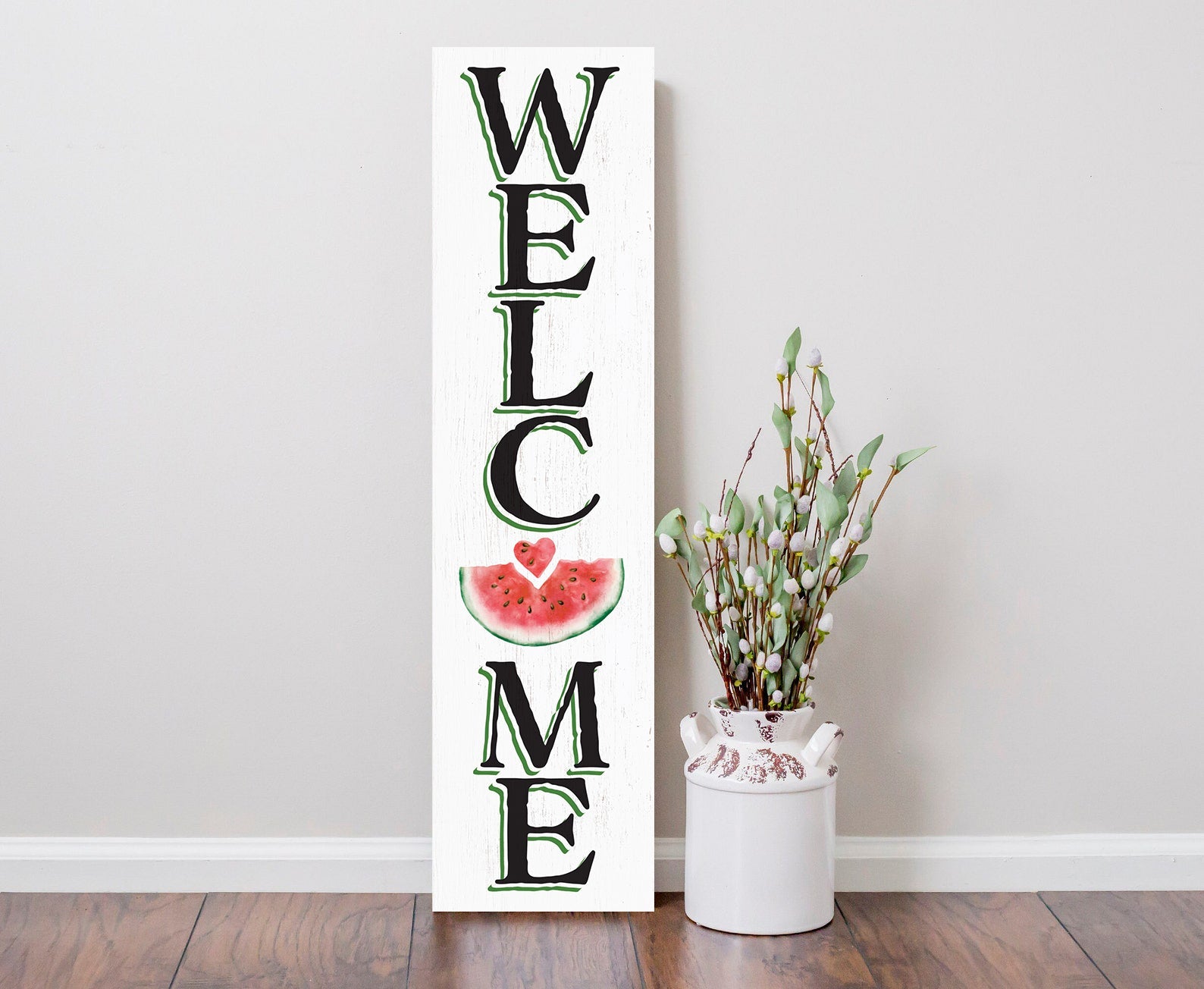 36in Welcome Sign with Watermelon Pattern - Front Door Porch Standing Decor - Charming Summer Design for Home Entryway, Great Gift Idea - Tuesday Morning - Wall Signs