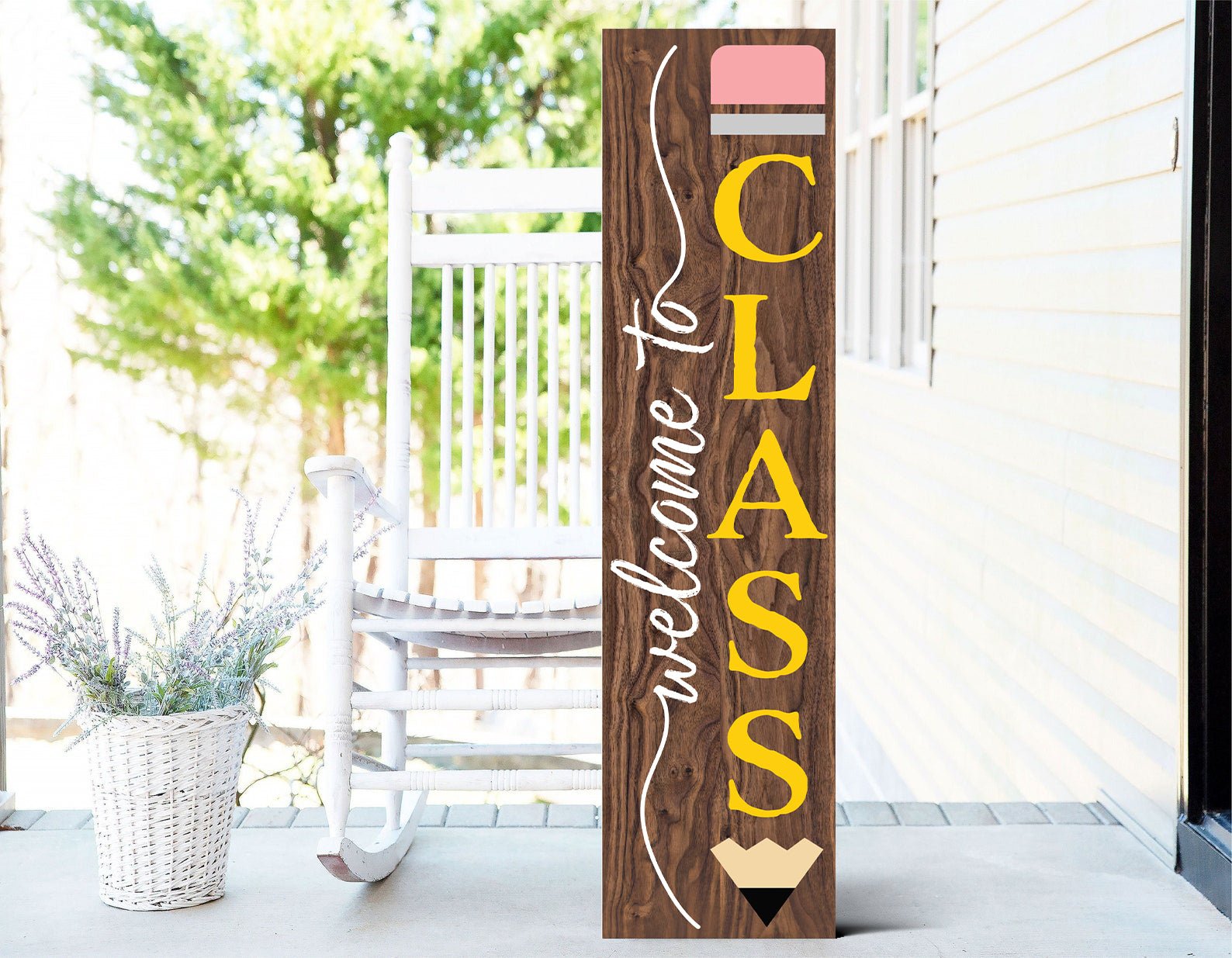 36in Welcome to Class Sign, Perfect Teacher Appreciation Gift, Porch Decor, Classroom Wall Display, Durable Wooden Construction - Tuesday Morning - Wall Signs