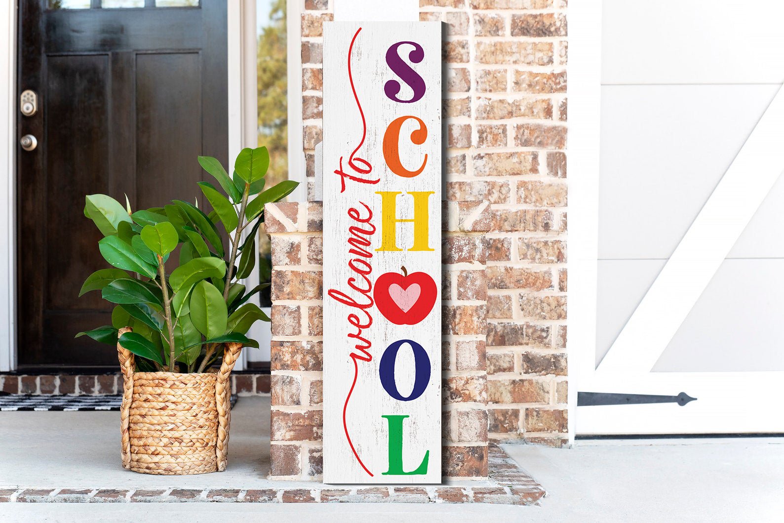 36in Welcome to School Porch Sign, Classroom Decor, Teacher Gift, Durable Wooden Sign, Vibrant Design - Tuesday Morning - Wall Signs