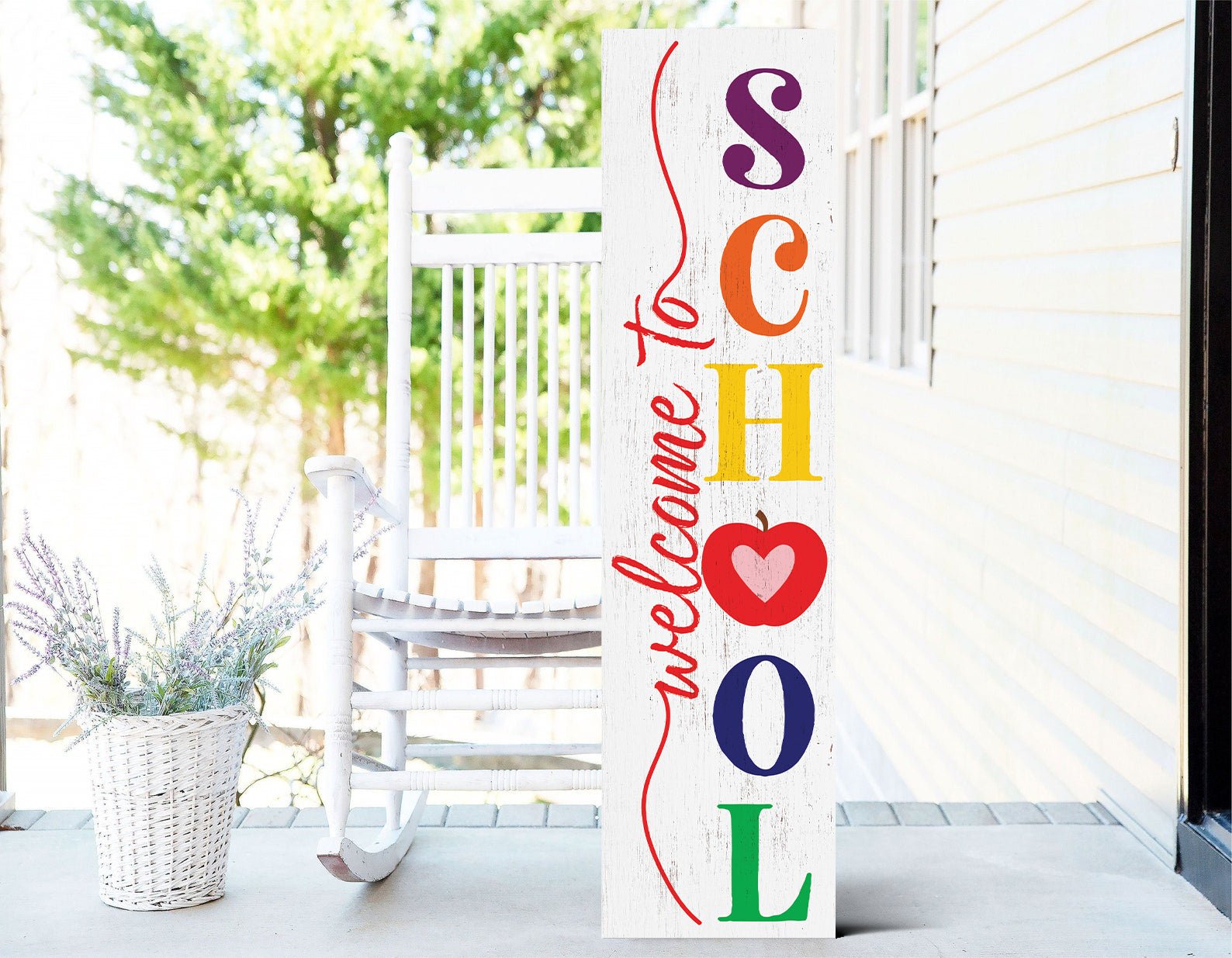 36in Welcome to School Porch Sign, Classroom Decor, Teacher Gift, Durable Wooden Sign, Vibrant Design - Tuesday Morning - Wall Signs