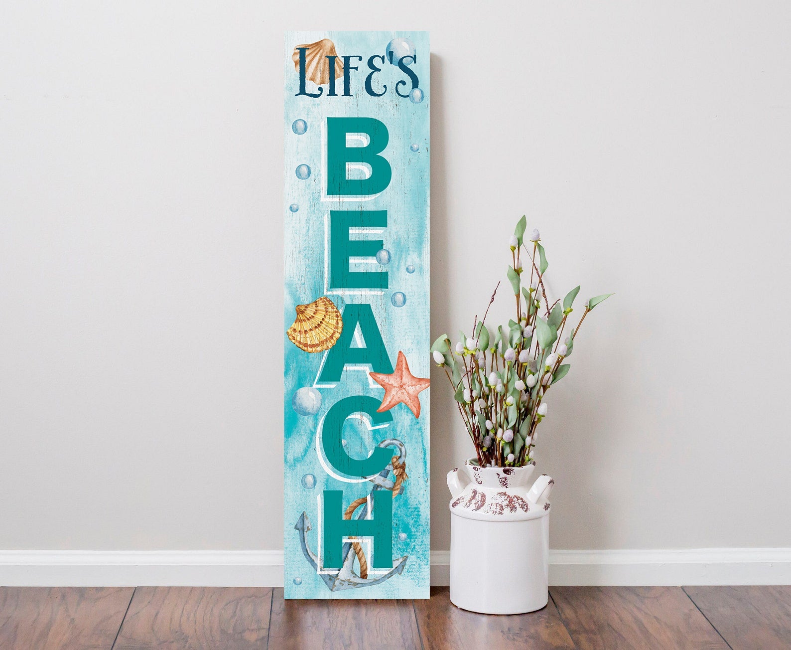 36in Wooden Life's a Beach Summer Welcome Porch Sign, Nautical Theme Front Door Decor, Coastal Wall Art, Rustic Beach House Outdoor Display - Tuesday Morning - Wall Signs