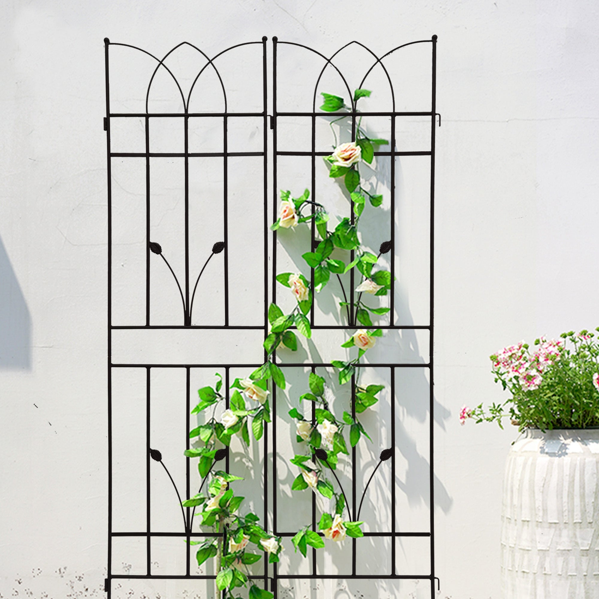 4 Pack Metal Garden Trellis 71 x 17.7 Rustproof Trellis for Climbing Plants Outdoor Flower Support Black - Tuesday Morning - Pots & Planters