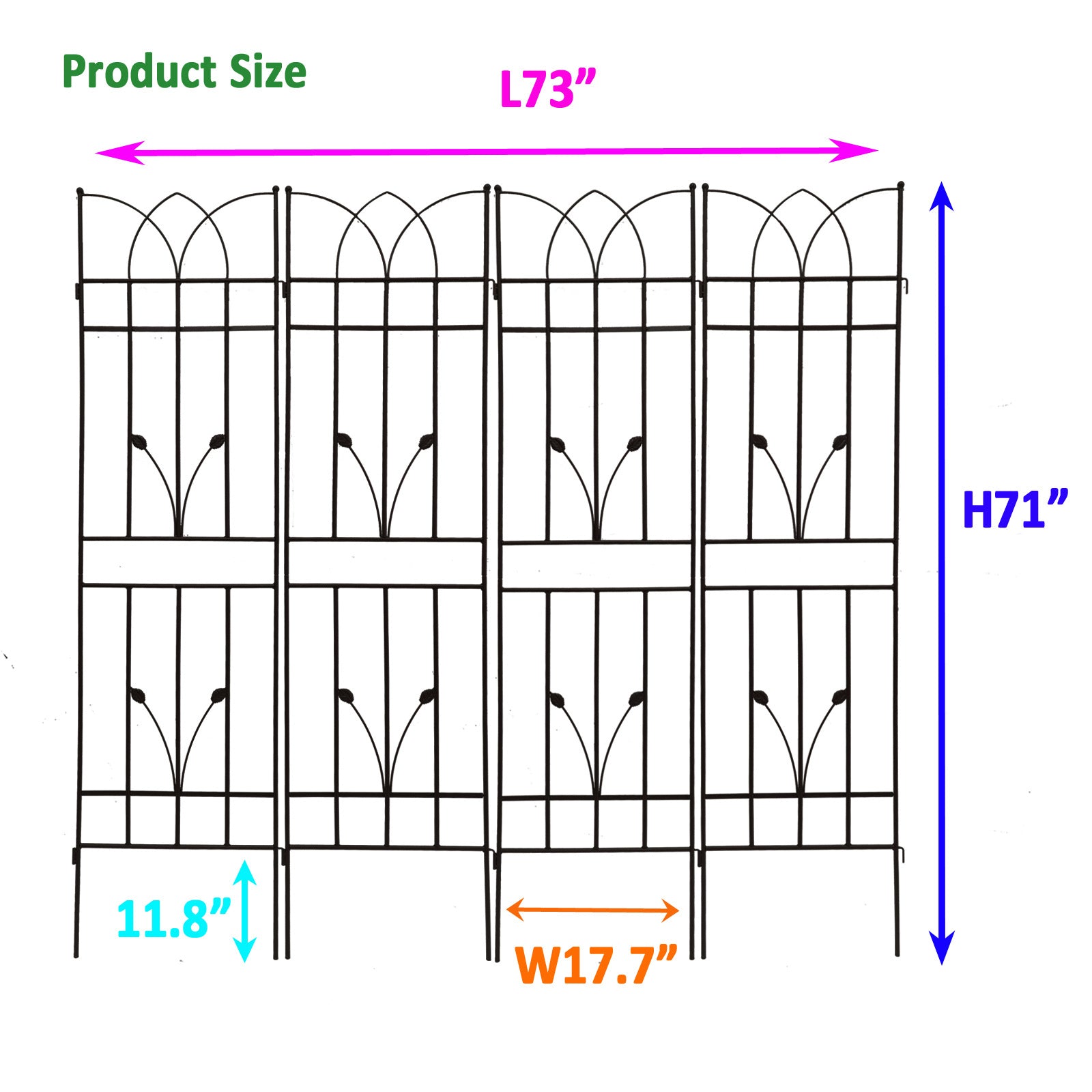 4 Pack Metal Garden Trellis 71 x 17.7 Rustproof Trellis for Climbing Plants Outdoor Flower Support Black - Tuesday Morning - Pots & Planters