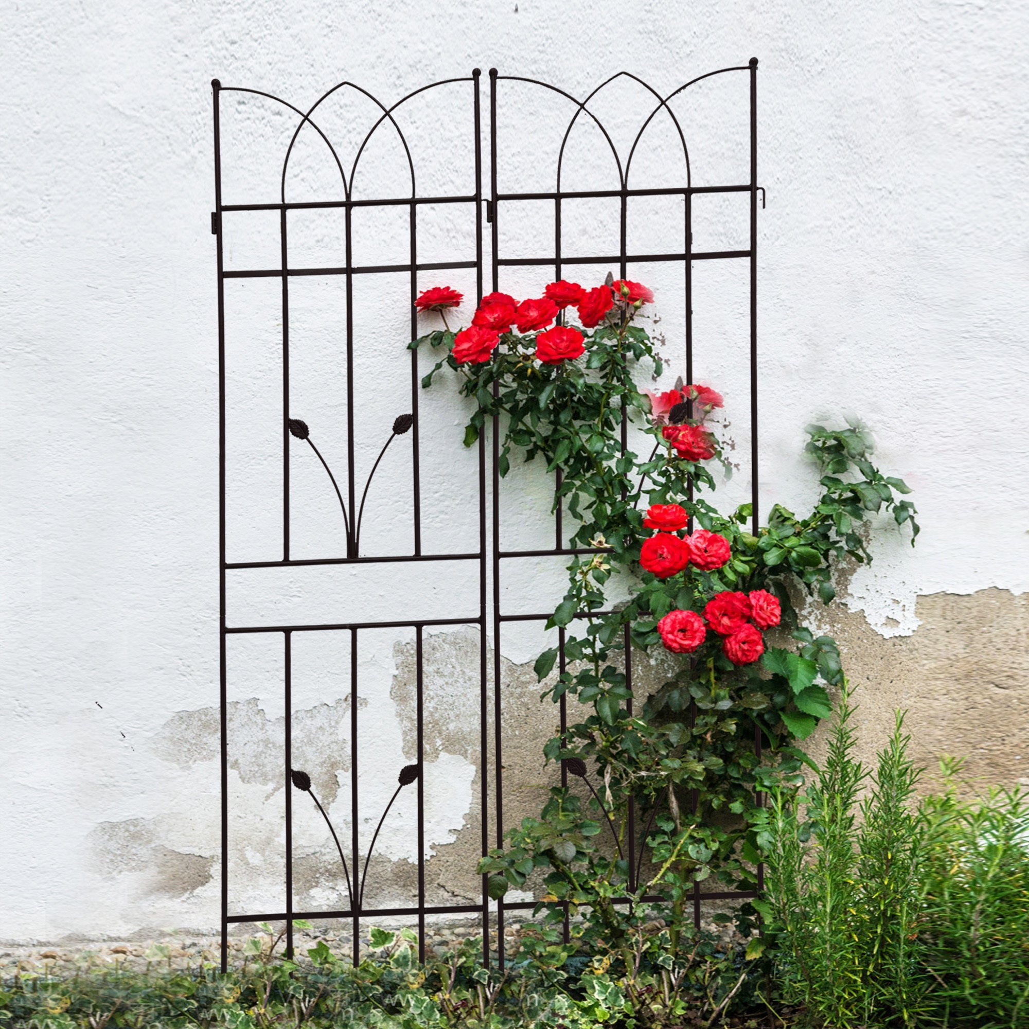 4 Pack Metal Garden Trellis 71 x 17.7 Rustproof Trellis for Climbing Plants Outdoor Flower Support Black - Tuesday Morning - Pots & Planters