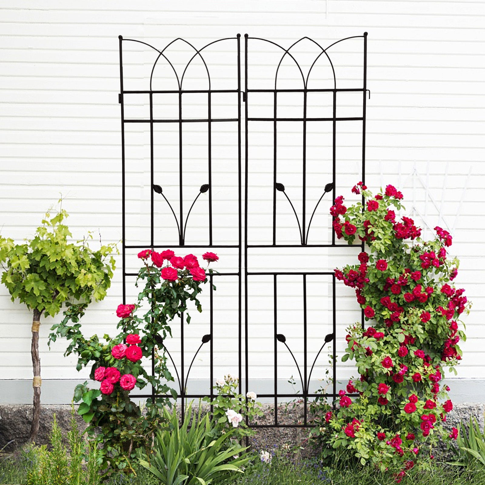 4 Pack Metal Garden Trellis 71 x 17.7 Rustproof Trellis for Climbing Plants Outdoor Flower Support Black - Tuesday Morning - Pots & Planters