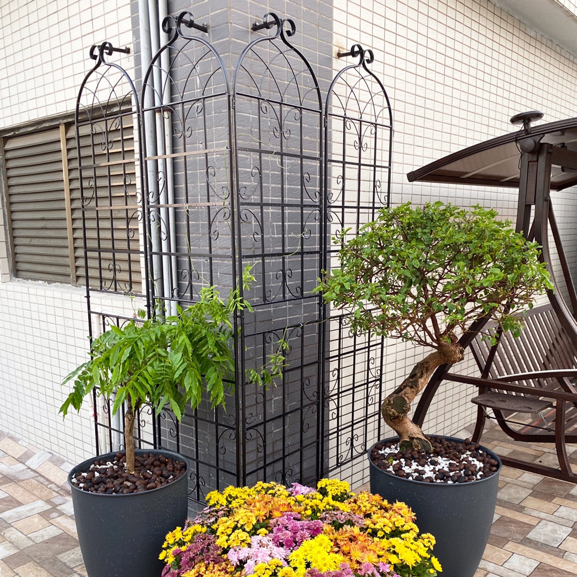 4 Pack Metal Garden Trellis 86.7 x 19.7 Rustproof Trellis for Climbing Plants Outdoor Flower Support Black - Tuesday Morning - Pots & Planters