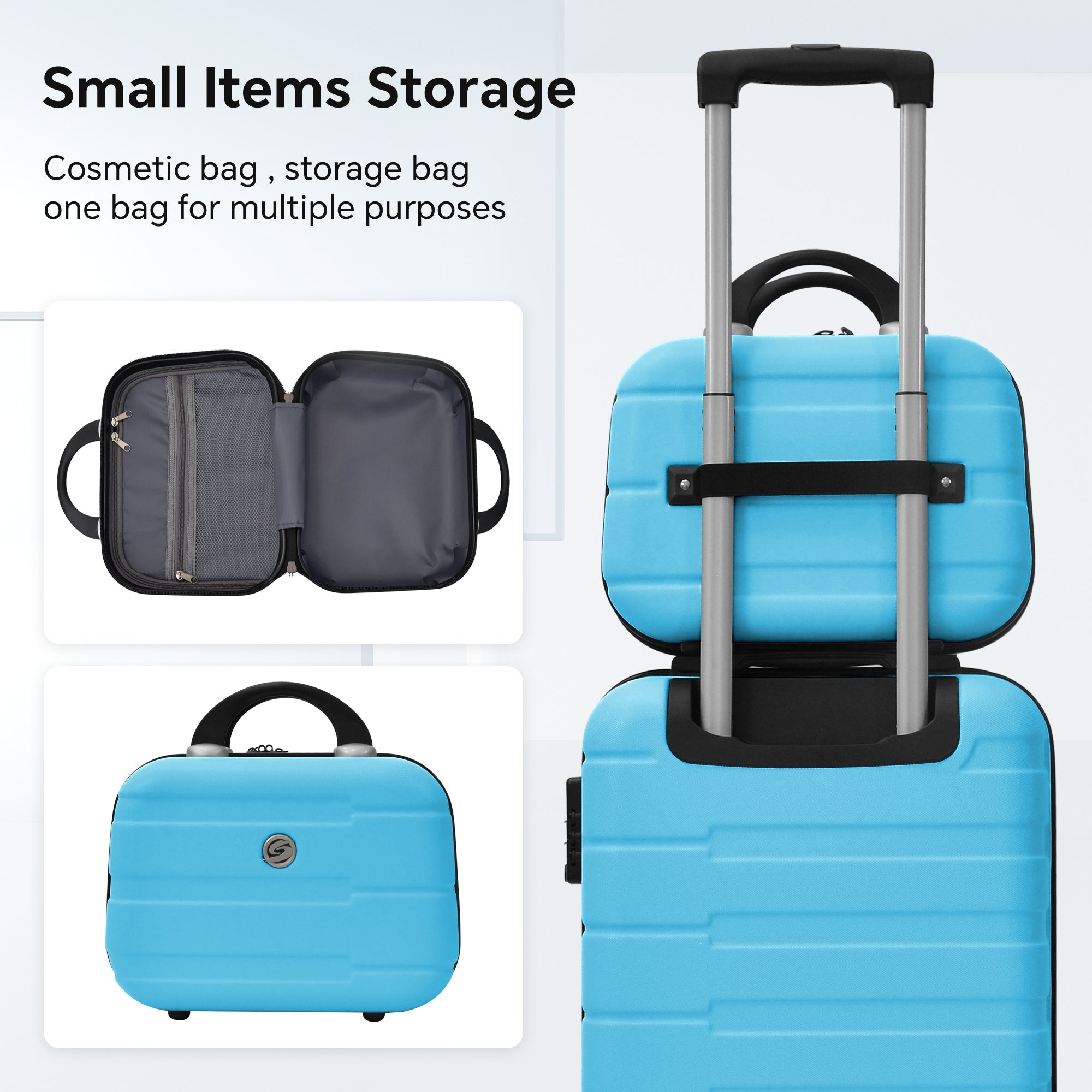 4 Piece Hard Shell Luggage Set,Carry on Suitcase with Spinner Wheels,Family Luggage Set,Aqua Blue(12/20/24/28in) - Tuesday Morning - Luggage Sets