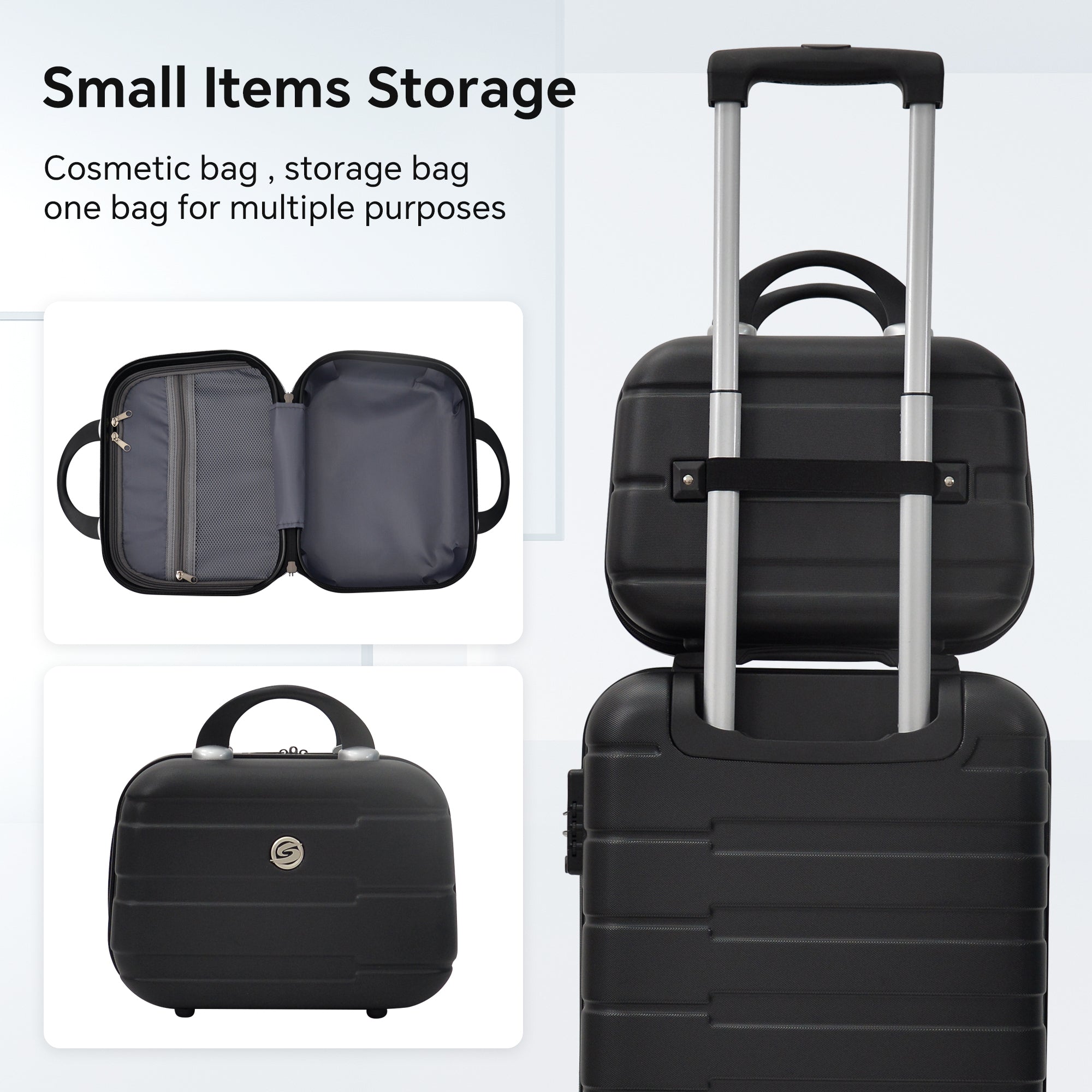 4 Piece Hard Shell Luggage Set,Carry on Suitcase with Spinner Wheels,Family Luggage Set,Black(12/20/24/28in) - Tuesday Morning - Luggage Sets