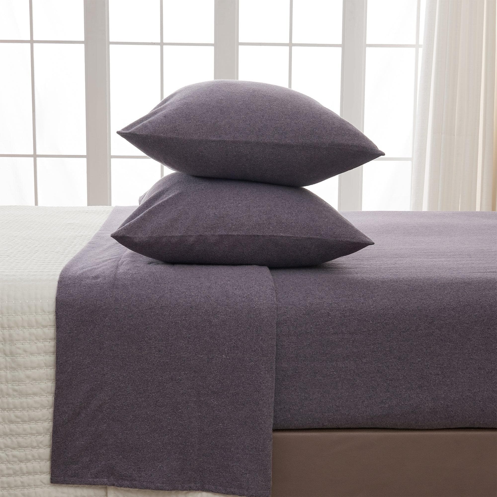 4 Piece Heathered Solid Cotton Blend Flannel Sheet Set - Anders Collection (5 Colors Available) - Tuesday Morning - Bed Sheets