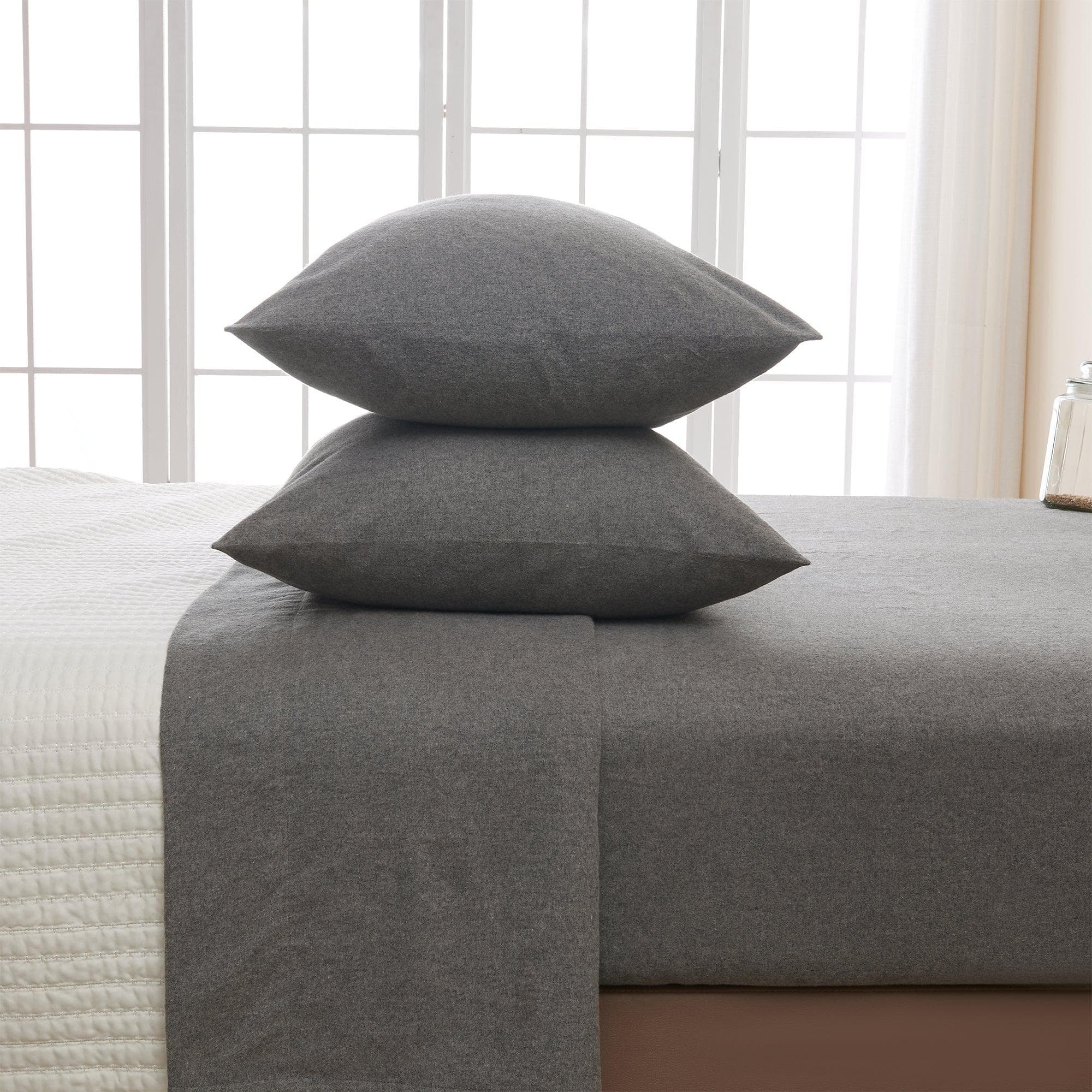 4 Piece Heathered Solid Cotton Blend Flannel Sheet Set - Anders Collection (5 Colors Available) - Tuesday Morning - Bed Sheets