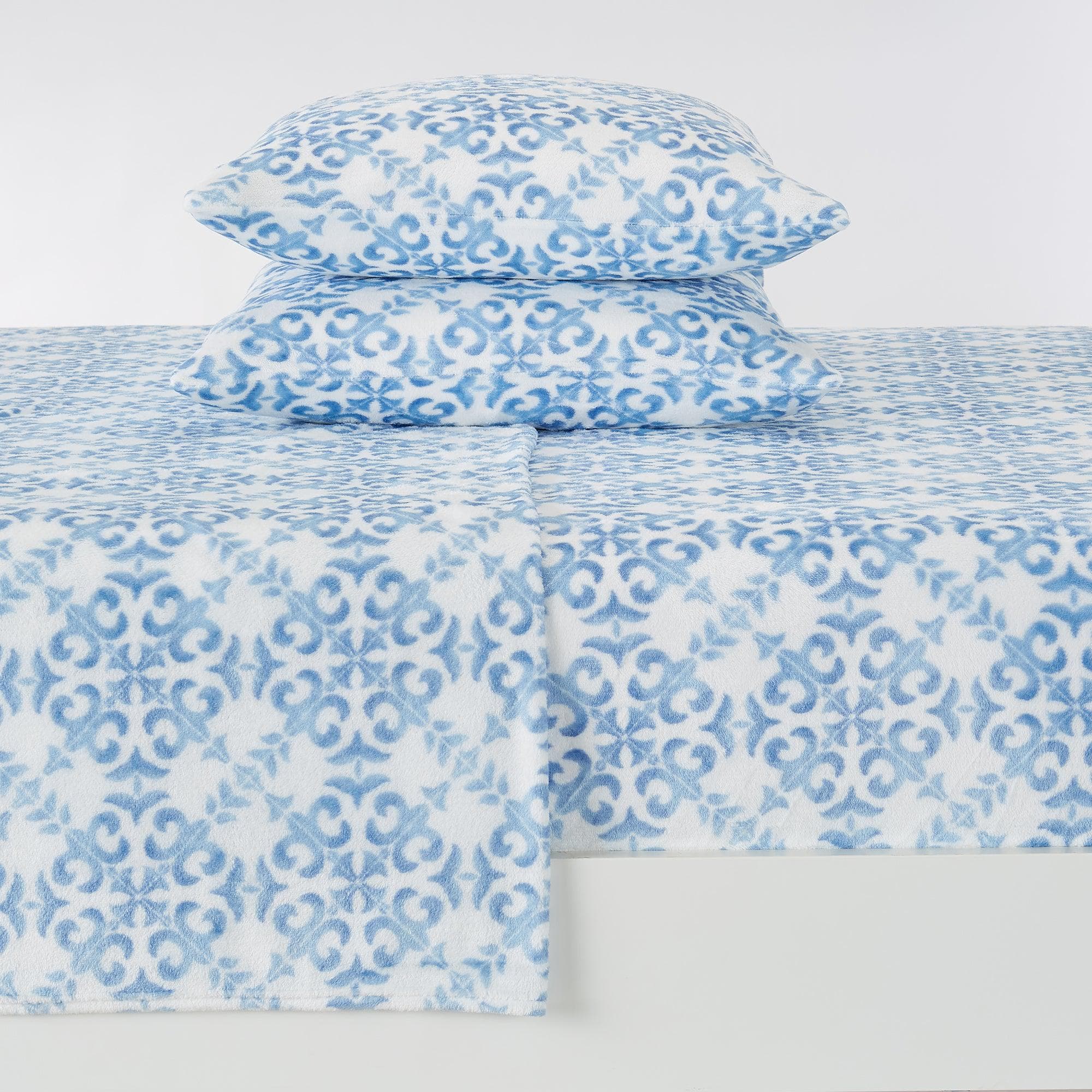 4 - Piece Printed Plush Sheet - Velvet Luxe - Lattice Collection (6 Styles Available) - Tuesday Morning - Bed Sheets