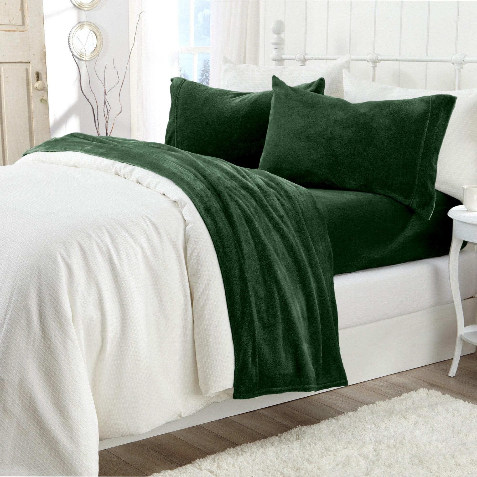 4 - Piece Solid Jewel - Toned Plush Sheet - Velvet Luxe Collection (4 Colors Available) - Tuesday Morning - Bed Sheets