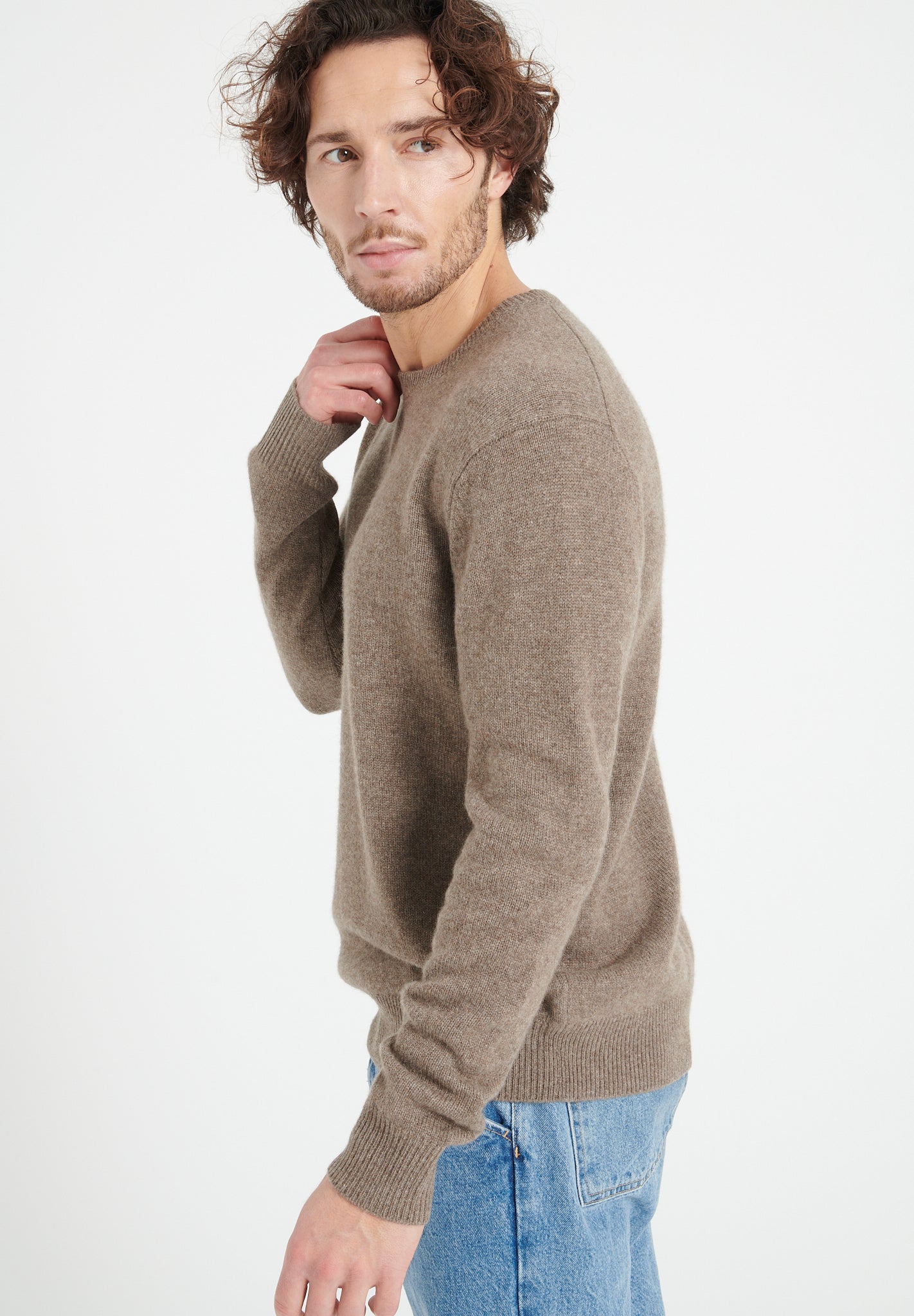 4 - thread cashmere round - neck sweater in taupe - Tuesday Morning - Sweaters & Hoodies