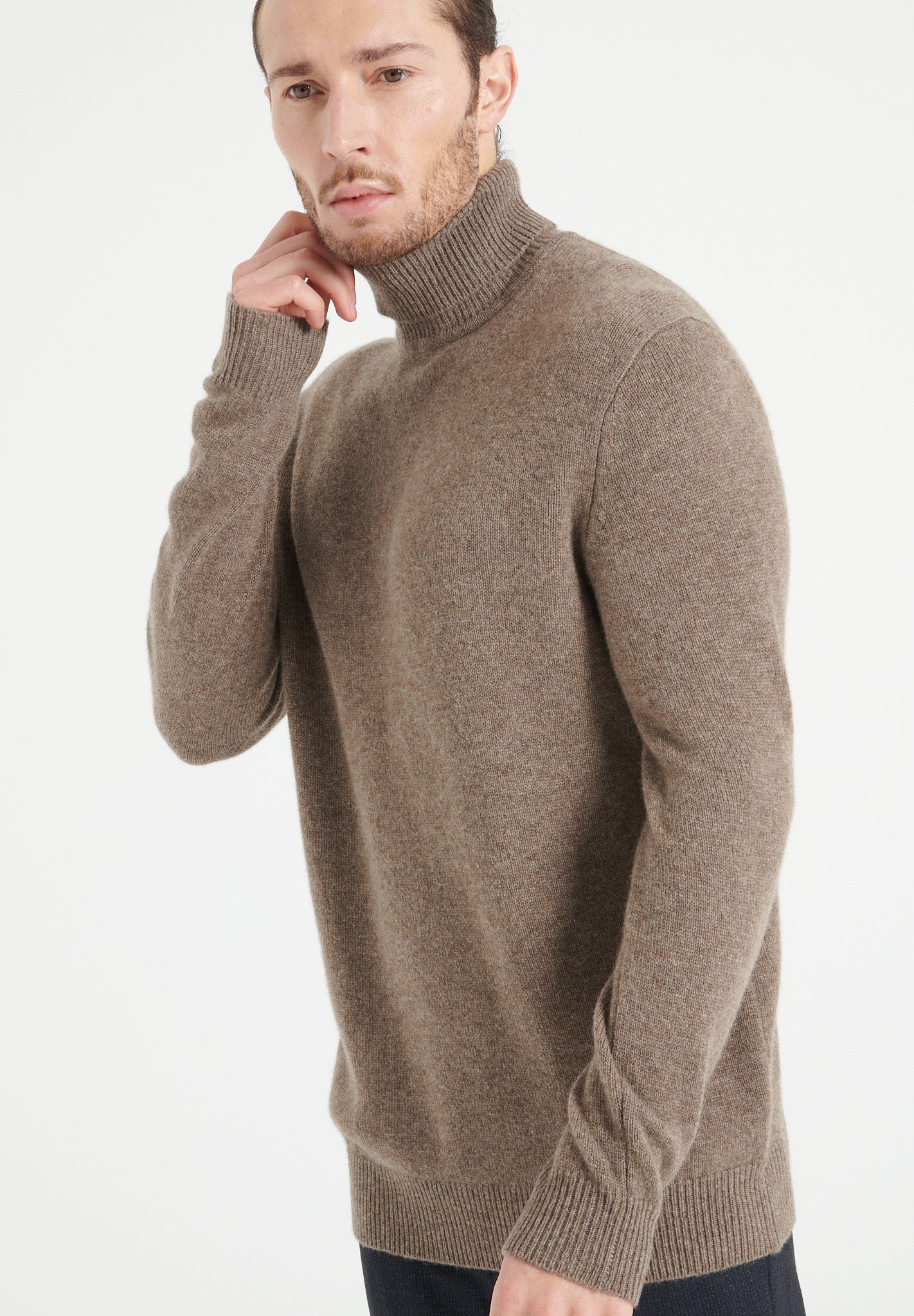 4 - thread cashmere turtleneck sweater in taupe - Tuesday Morning - Sweaters & Hoodies