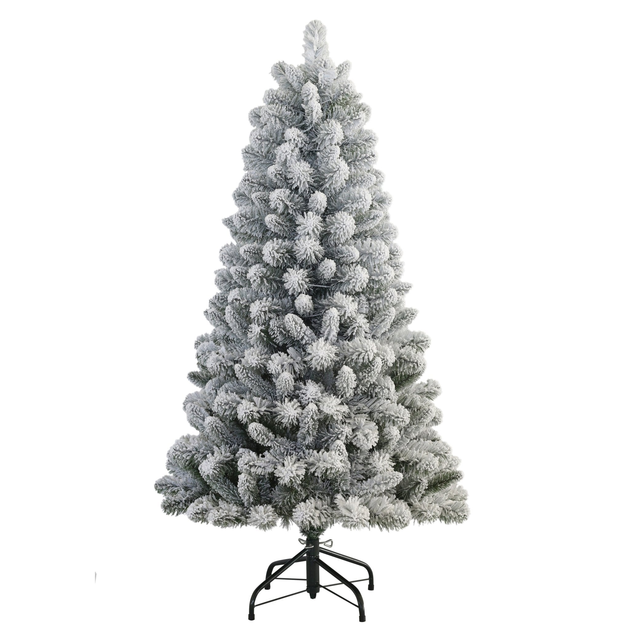 4.5' Flocked Virginia Pine Artificial Christmas Tree with Stand, Green - Tuesday Morning - Faux Trees