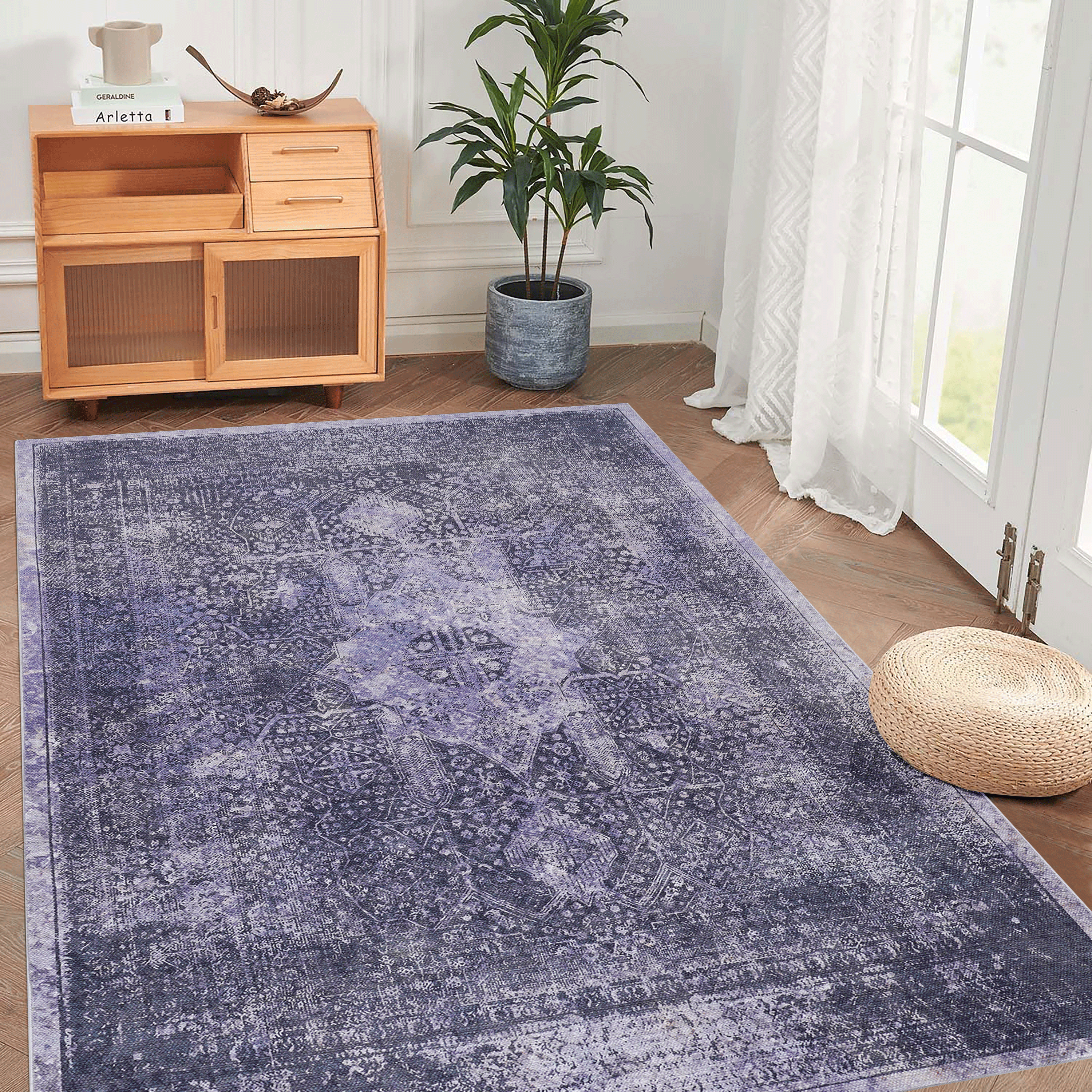 Naar Washable Area Rugs, Low-Pile, Non-Slip, Non-Shedding, Foldable, Kid & Pet Friendly