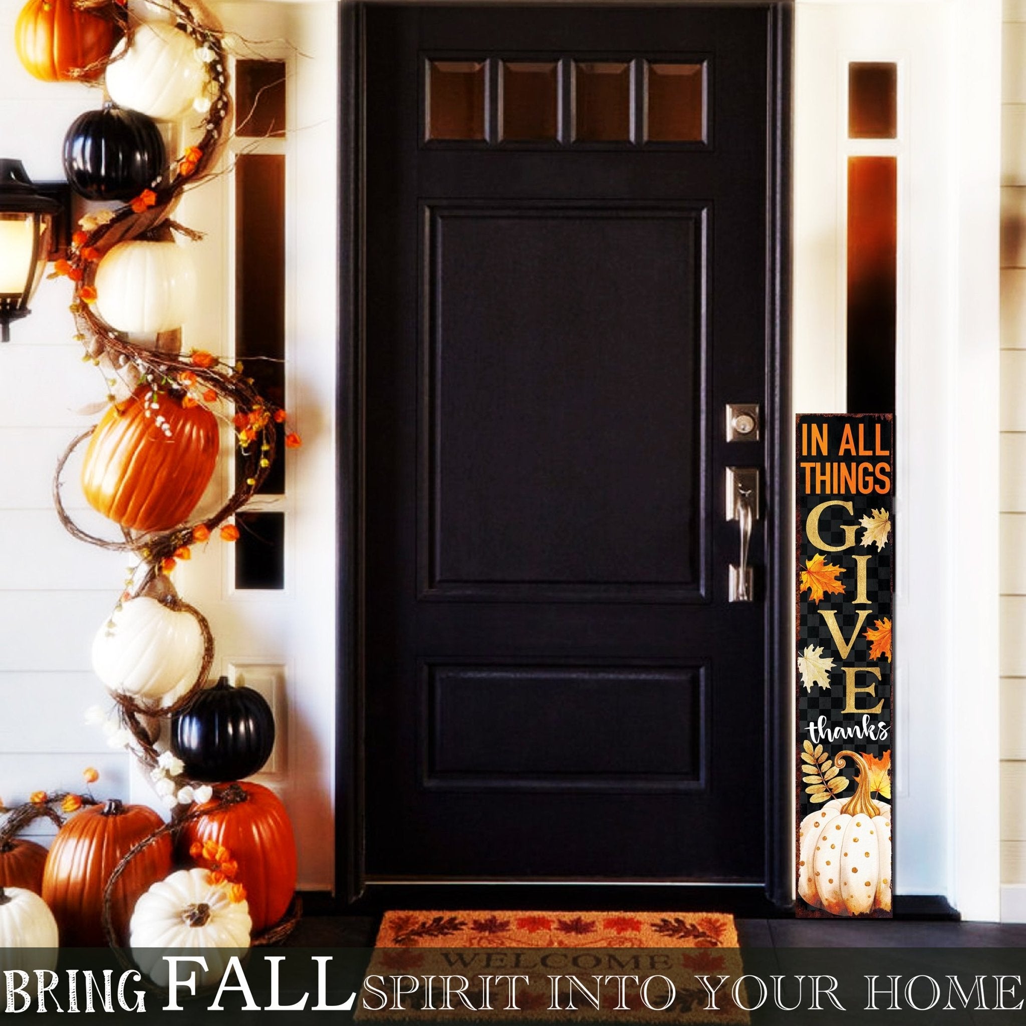 48in In All Things Give Thanks Porch Sign - Front Porch Fall Welcome Sign - Tuesday Morning - Wall Signs