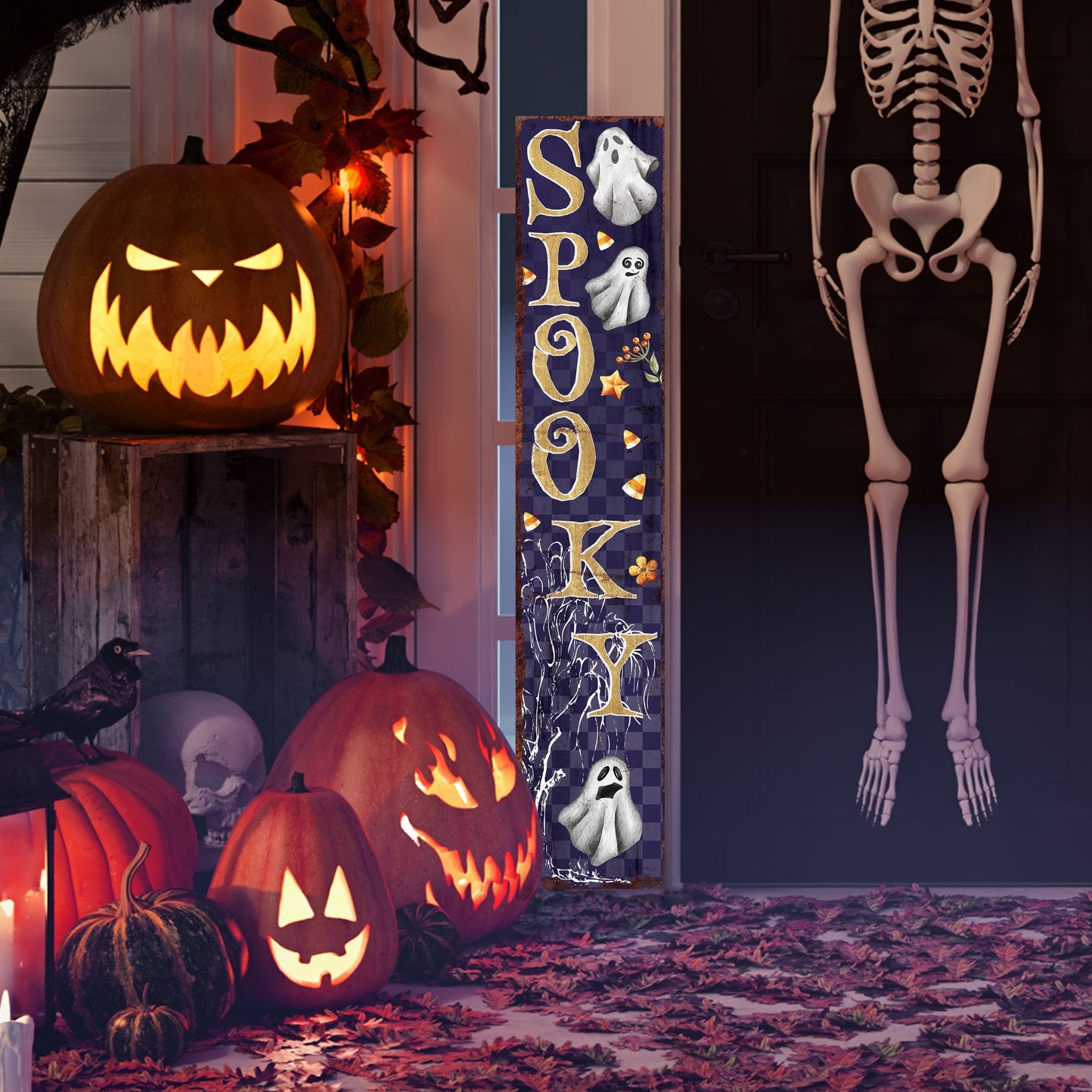 48in Spooky Halloween Porch Sign - Front Porch Halloween Welcome Sign - Tuesday Morning - Wall Signs