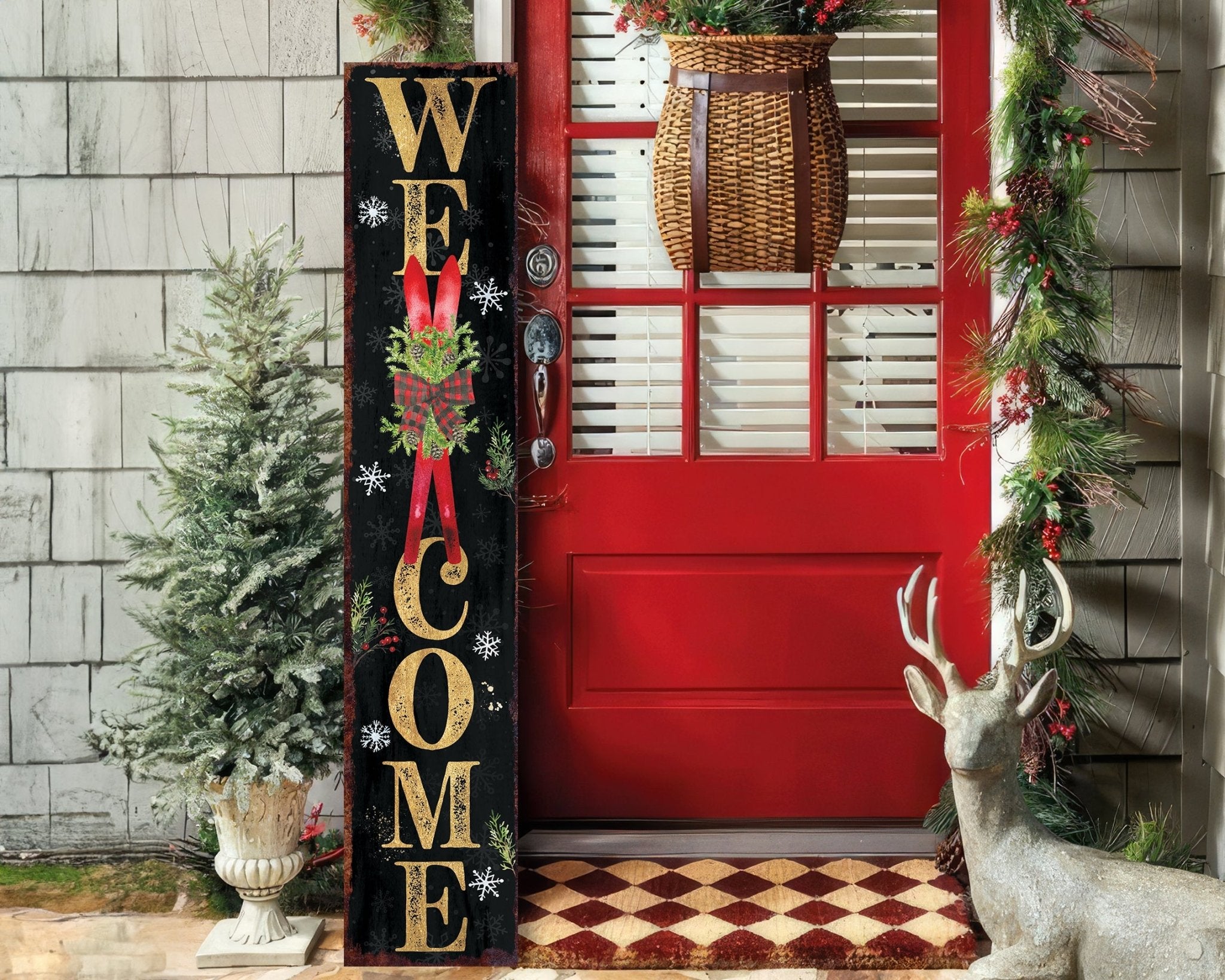 48in Welcome Snowflake with Skis Christmas Porch Sign - Tuesday Morning - Wall Signs