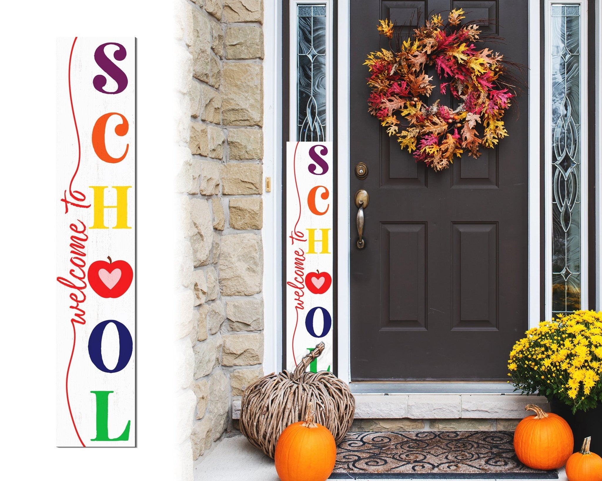 48in Welcome to School Porch Sign, Classroom Decor, Teacher Gift, Durable Wooden Sign, Vibrant Design - Tuesday Morning - Wall Signs