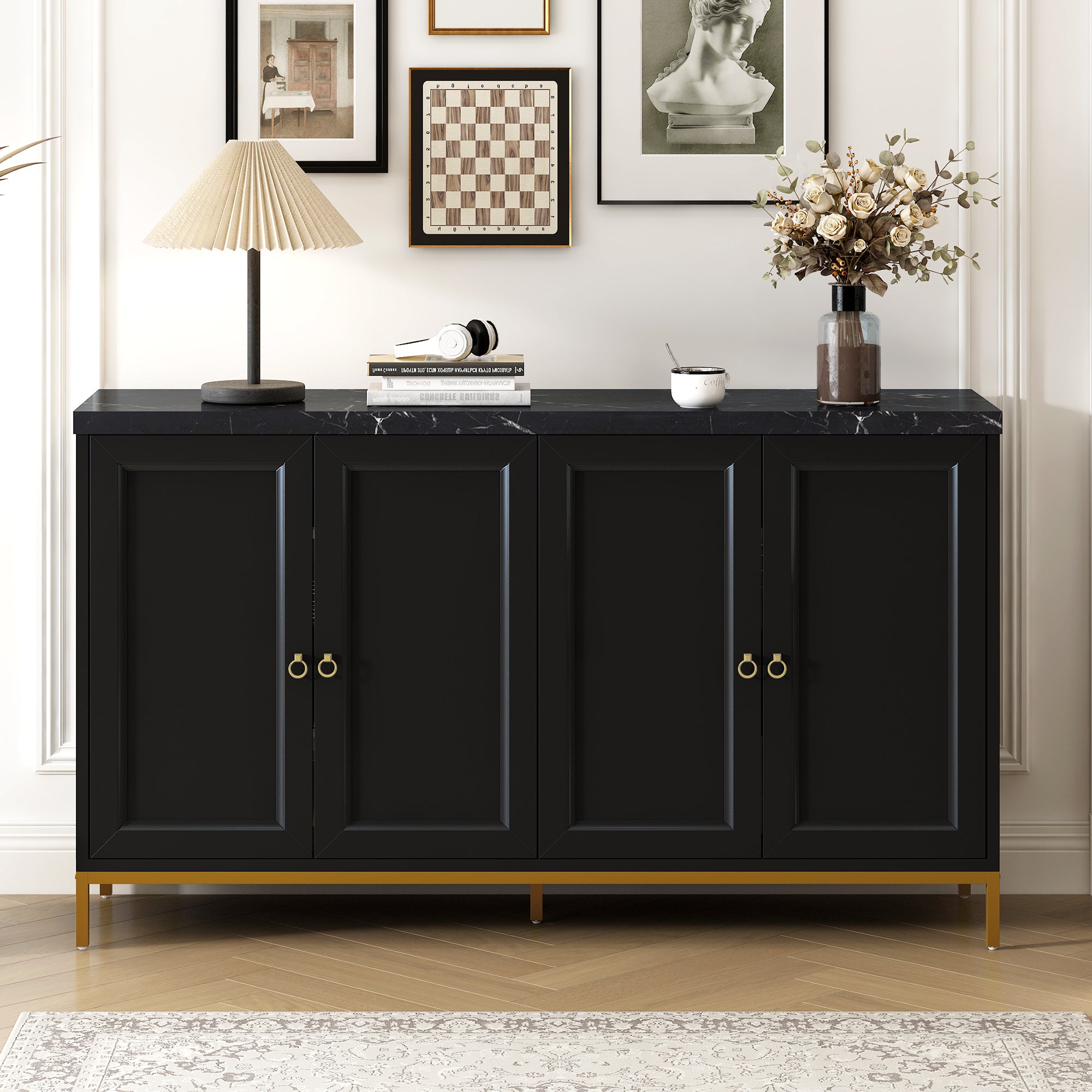 Modern Sideboard with Extra Large Storage Space  (Black)