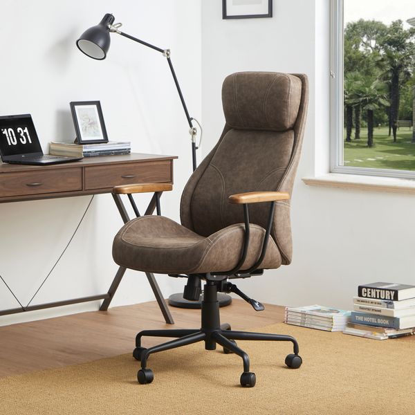 Modern Leatherette Gaslift Adjustable Swivel High Back Office Chair