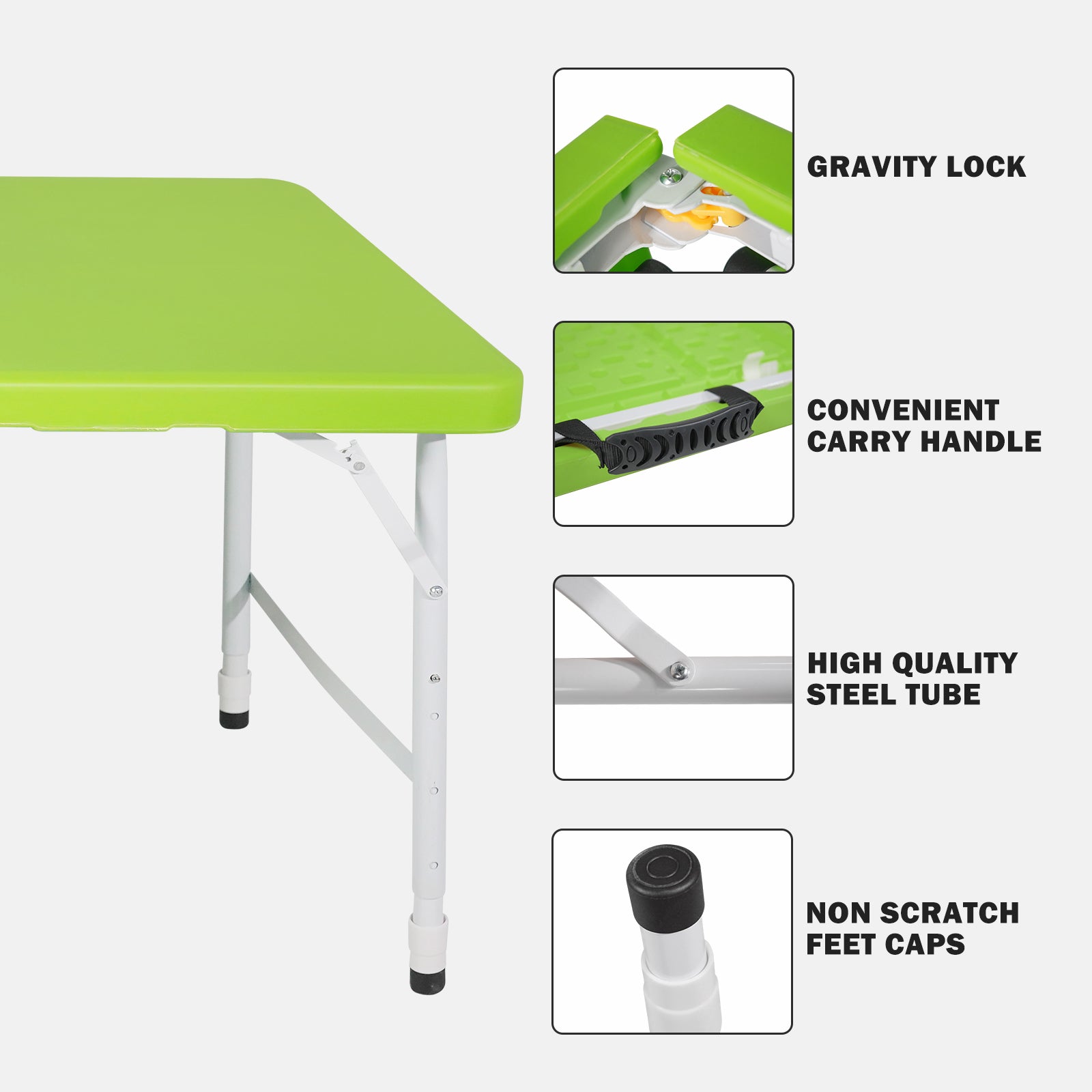 4ft Green Portable Folding Table Indoor&Outdoor Maximum Weight 135KG Foldable Table for Camping - Tuesday Morning - Outdoor Tables