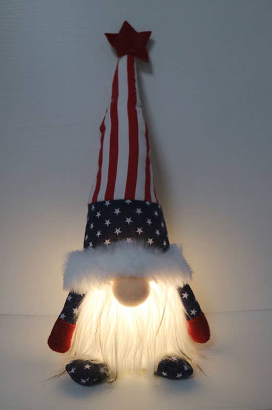 4th of July American Flag Fabric Holiday Gnome w/ LED - Tuesday Morning - Decorative Objects