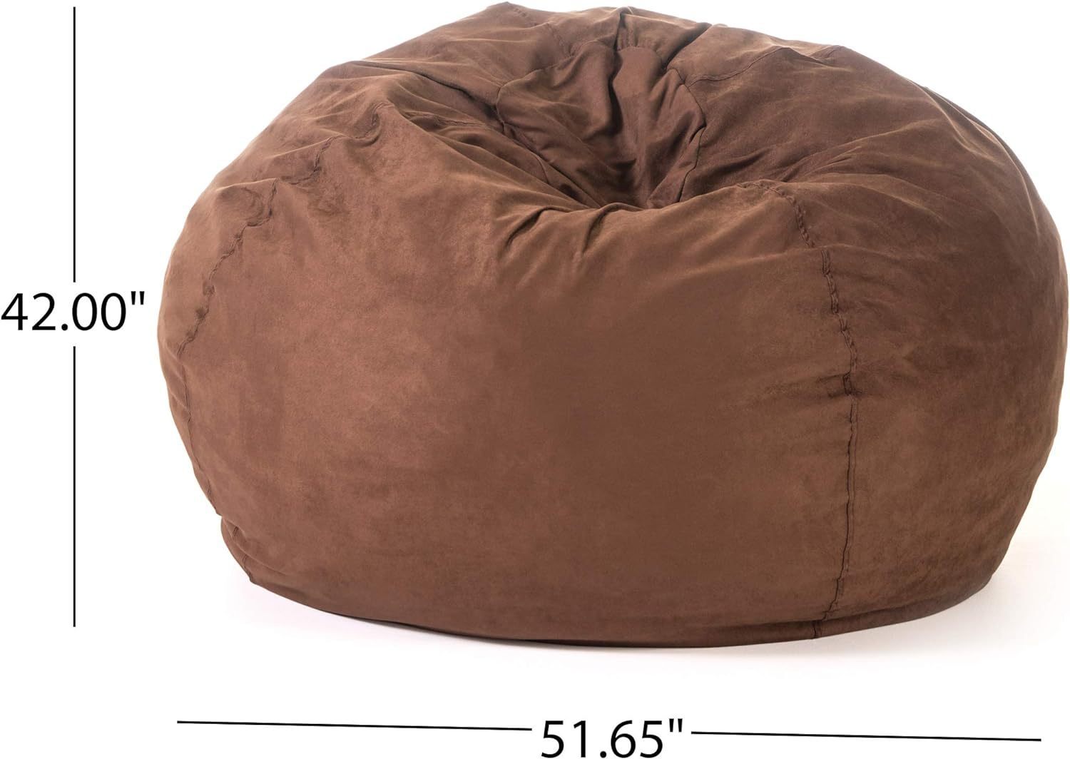 5 - Foot Comfortable High - Density Shredded Foam Bean Bag Chair with Removable Microsuede Cover, French Roast - Tuesday Morning - Beanbags