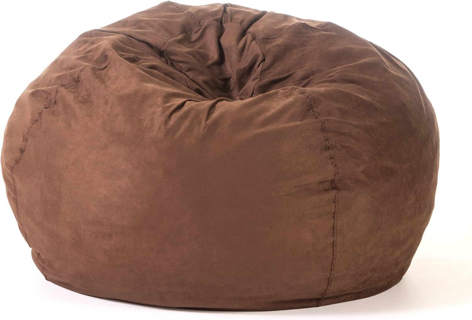 5 - Foot Comfortable High - Density Shredded Foam Bean Bag Chair with Removable Microsuede Cover, French Roast - Tuesday Morning - Beanbags