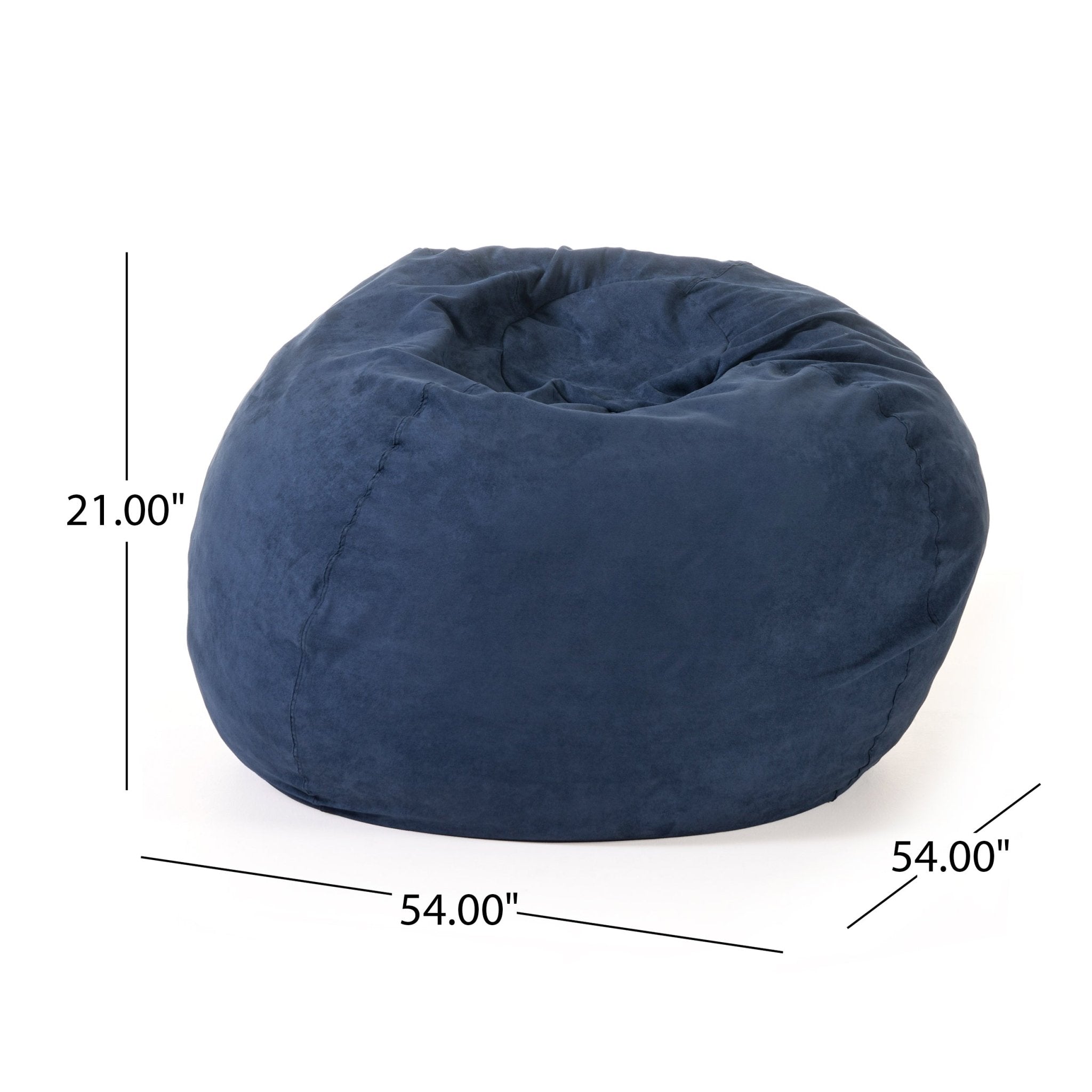 5 - Foot Comfortable High - Density Shredded Foam Bean Bag Chair with Removable Microsuede Cover - Midnight Blue - Tuesday Morning - Beanbags