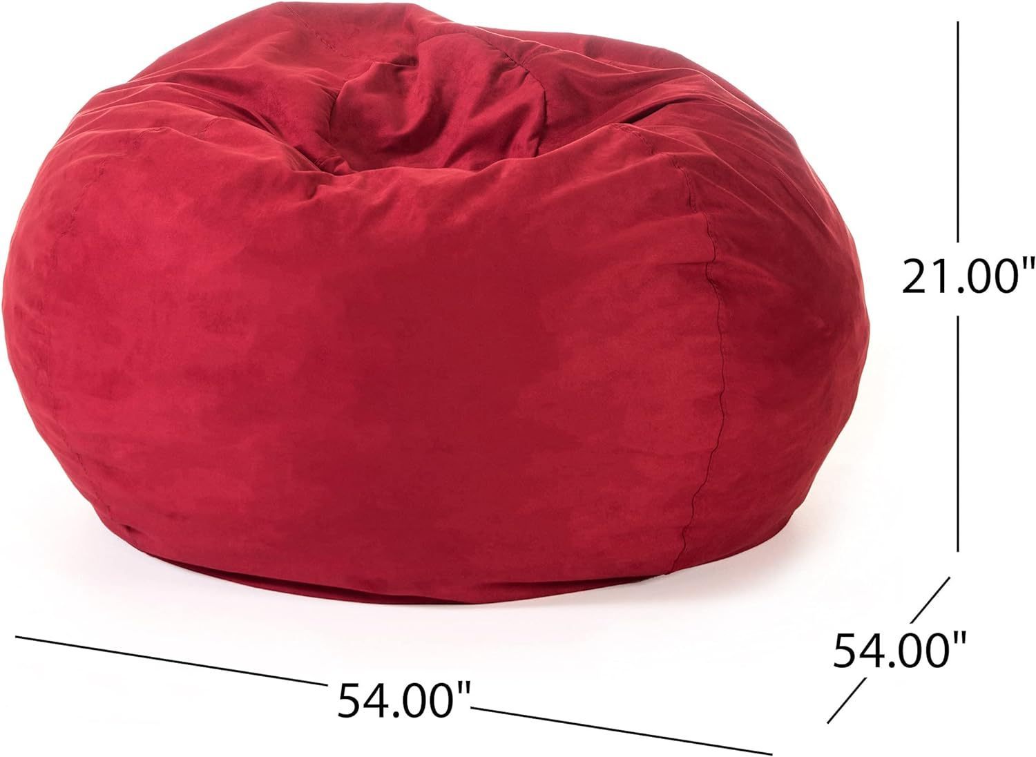 5 - Foot Comfortable High - Density Shredded Foam Bean Bag Chair with Removable Microsuede Cover - Red - Tuesday Morning - Beanbags