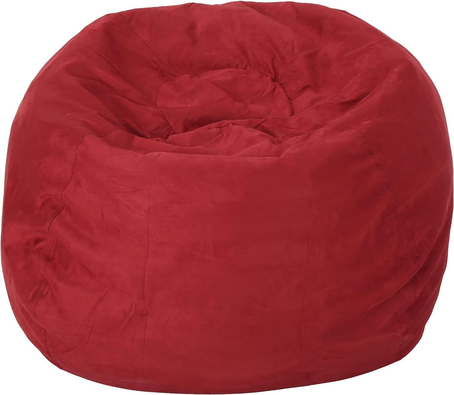 5 - Foot Comfortable High - Density Shredded Foam Bean Bag Chair with Removable Microsuede Cover - Red - Tuesday Morning - Beanbags