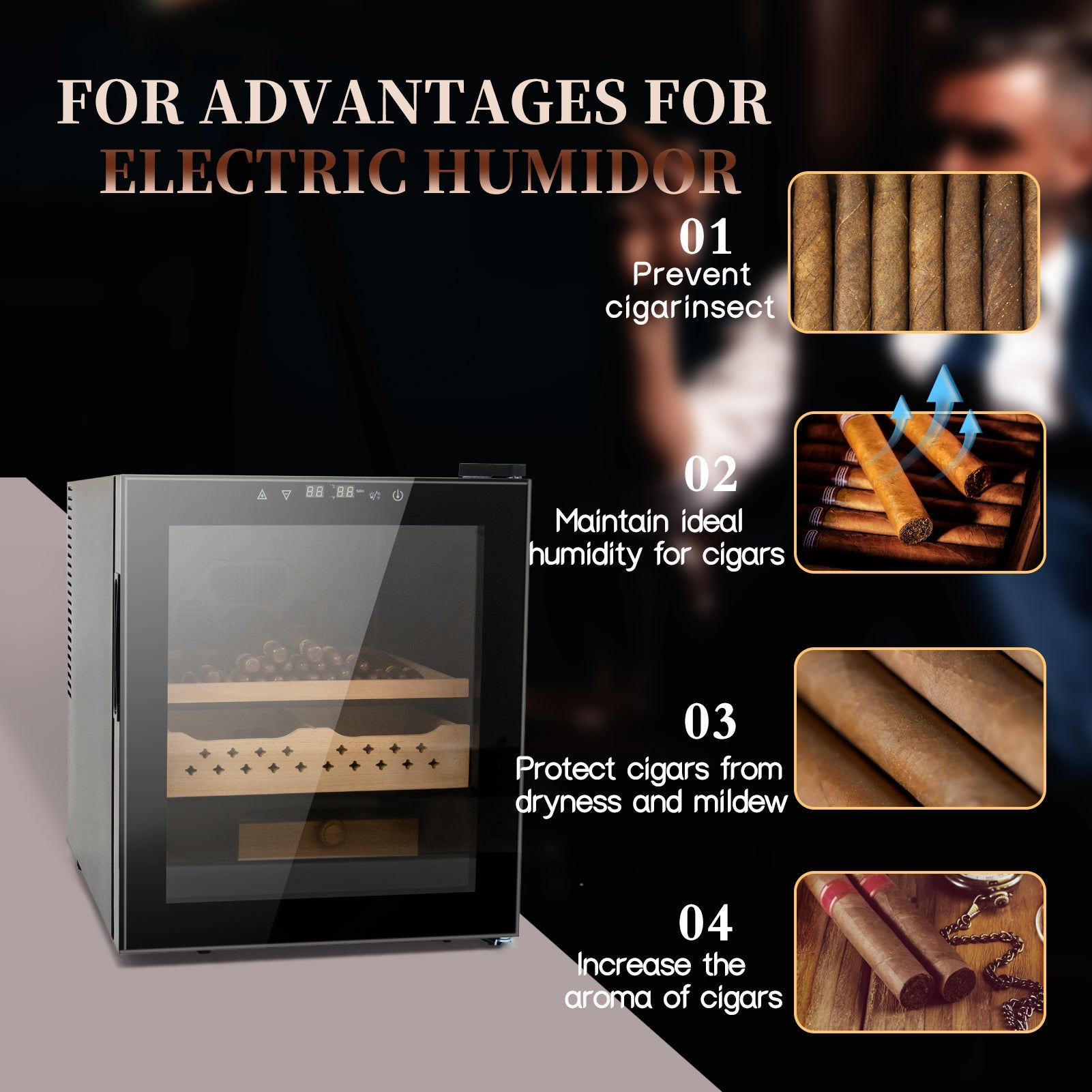 50L Cigar Humidors with 3 - IN - 1 Cooling, Heating & Humidity Control, 250 Counts Capacity Cigar Humidor Humidifiers with Constant Temperature Controller, Father's Day Gift for Men - Tuesday Morning - Smoking Accessories