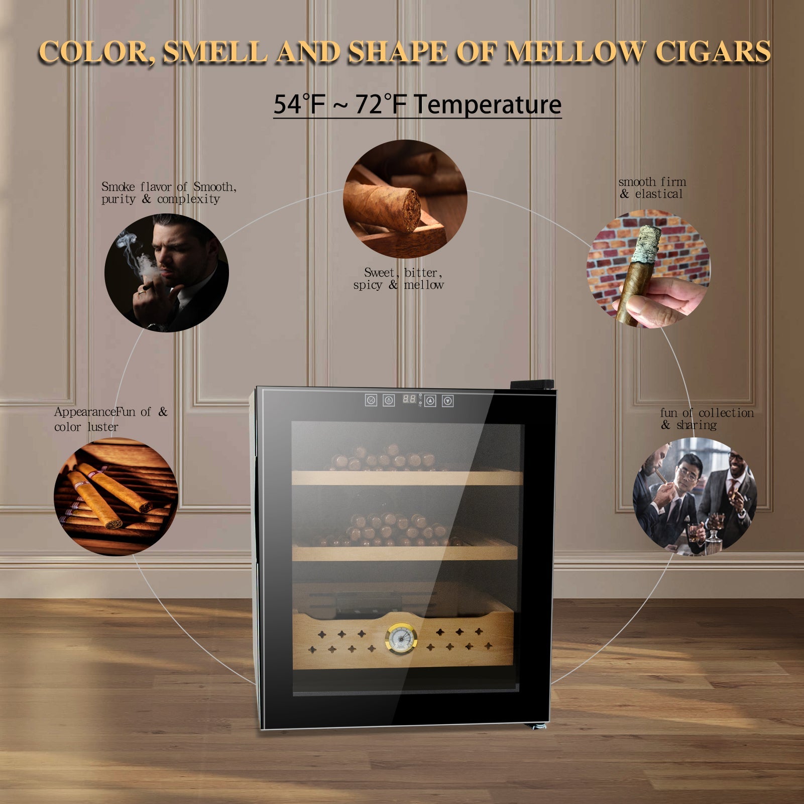 50L Cigar Humidors with Cooling and Heating Function , 300 Counts Capacity Cigar Humidor Humidifiers with Constant Temperature Controller, Father's Day Gift for Men - Tuesday Morning - Smoking Accessories